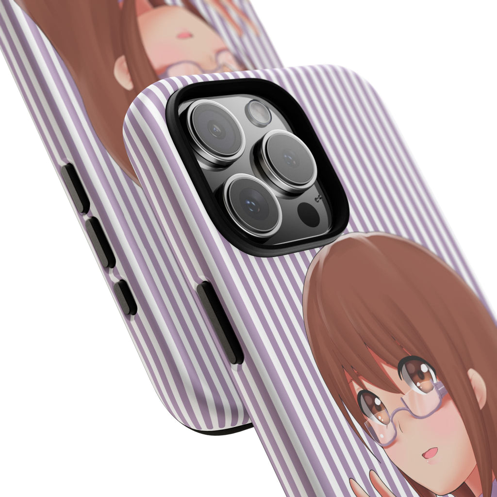 Galentines Day Striped lines mobile case, Glasses Anime Girl Stripe Iphone case | Tough Cases - Iphone, Samsung and Pixel Mobile cases