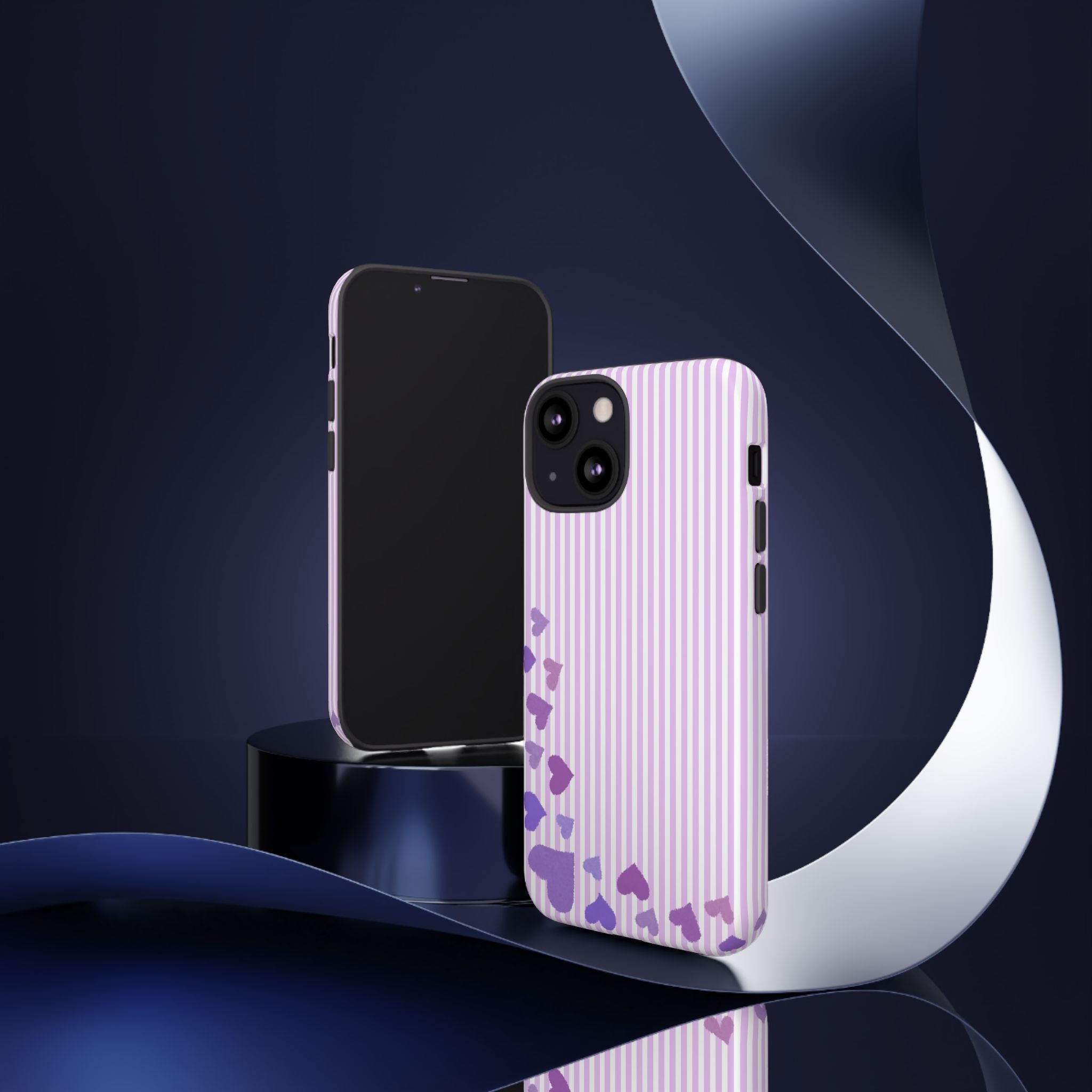 Valentines Day Striped hearts phone case, Purple Heart Floral Stripe Iphone case | Tough Cases - Iphone, Samsung and Pixel Mobile cases