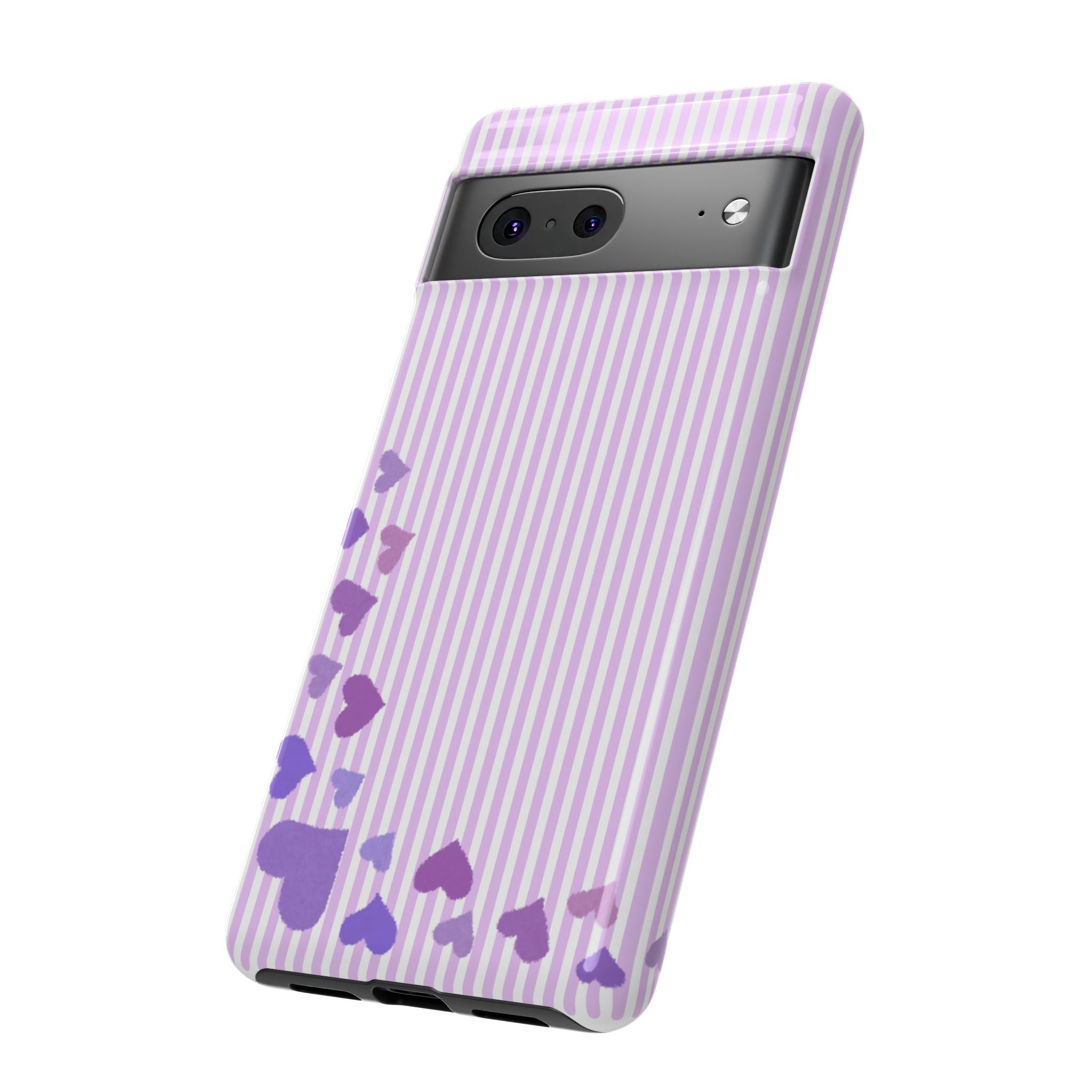 Valentines Day Striped hearts phone case, Purple Heart Floral Stripe Iphone case | Tough Cases - Iphone, Samsung and Pixel Mobile cases