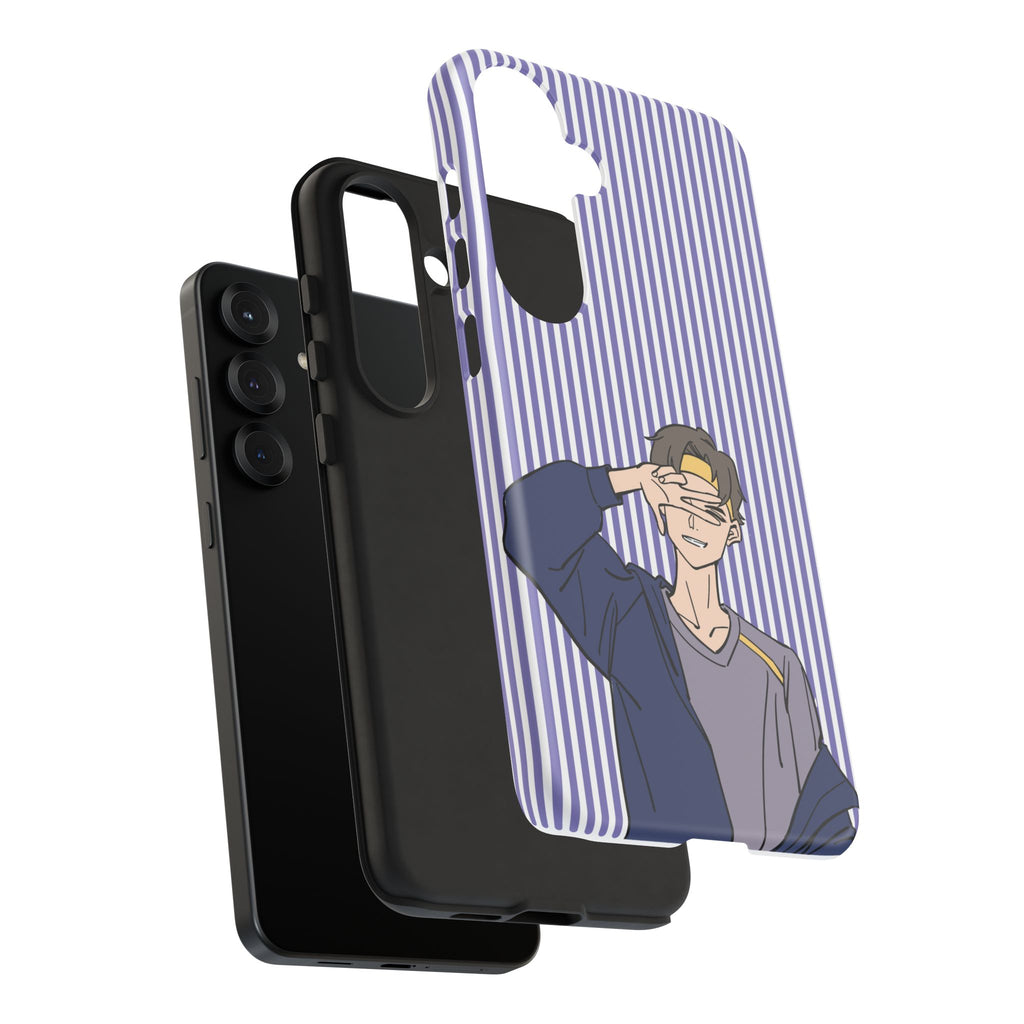 Casual Anime Guy Phone Case | Valentines Day Striped Lines phone case, Purple Stripe Iphone case - Iphone, Samsung and Pixel Mobile cases