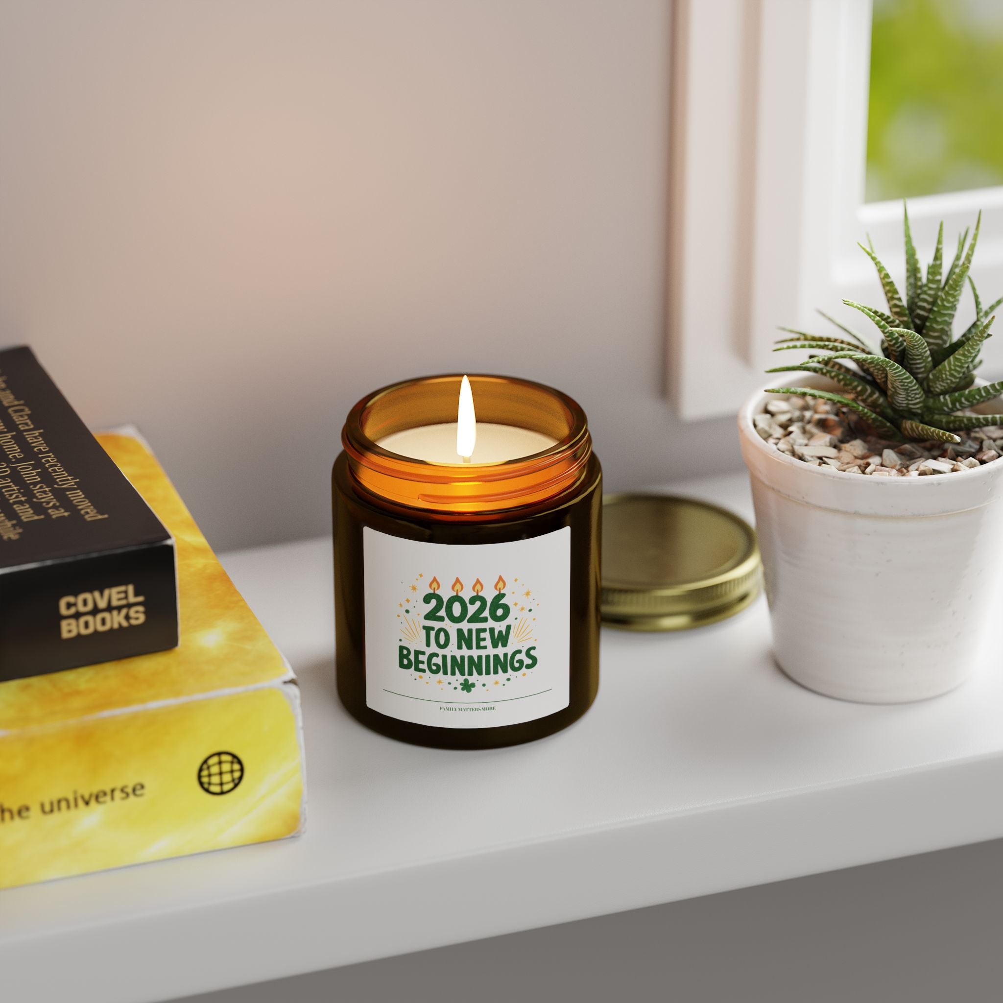 2026 New Beginnings Candle, Happy New Year Scented Soy Candle 4oz 9oz, Hand Poured Jar Candle, NYE Gift Idea