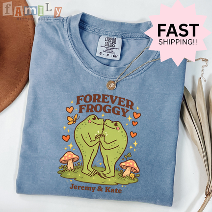 Custom Frog Couple Shirt | Forever Froggy T-Shirt | Personalized Names Tee | Cute Valentine Gift for Couples | Anniversary Shirt