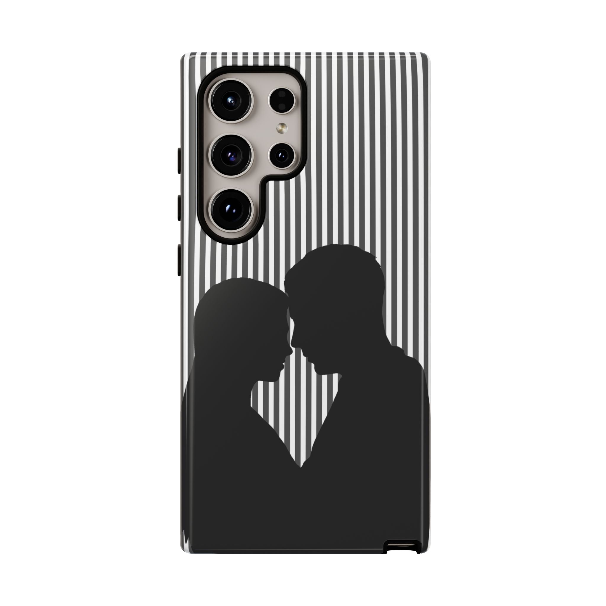 Silhouette Couple Phone Case | Galentines Day Striped Black and white phone case, Stripe Iphone case - Iphone, Samsung and Pixel Mobile case