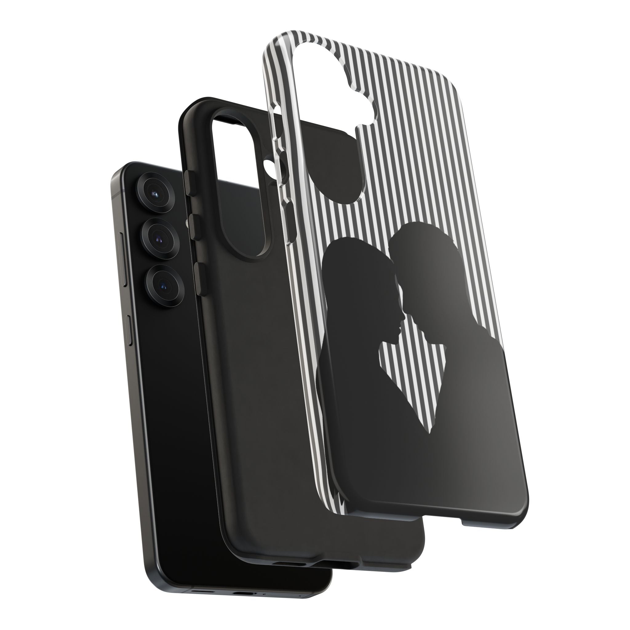 Silhouette Couple Phone Case | Galentines Day Striped Black and white phone case, Stripe Iphone case - Iphone, Samsung and Pixel Mobile case