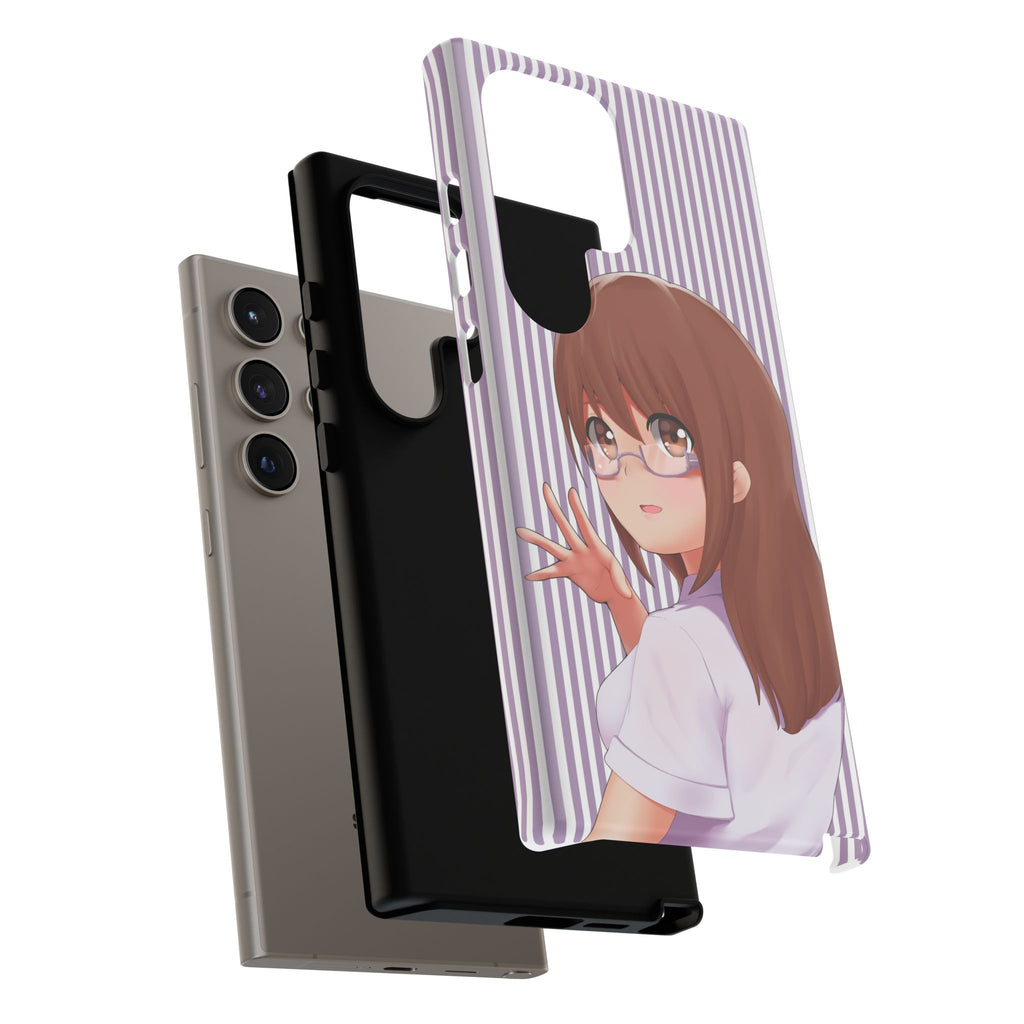 Galentines Day Striped lines mobile case, Glasses Anime Girl Stripe Iphone case | Tough Cases - Iphone, Samsung and Pixel Mobile cases