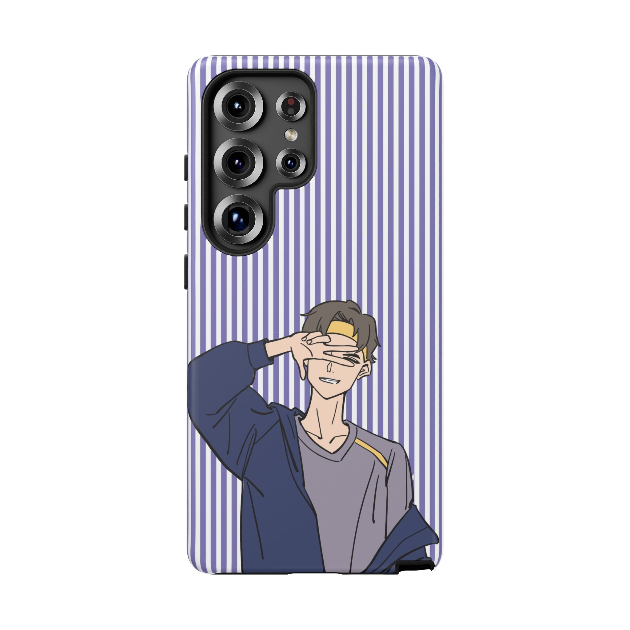 Casual Anime Guy Phone Case | Valentines Day Striped Lines phone case, Purple Stripe Iphone case - Iphone, Samsung and Pixel Mobile cases
