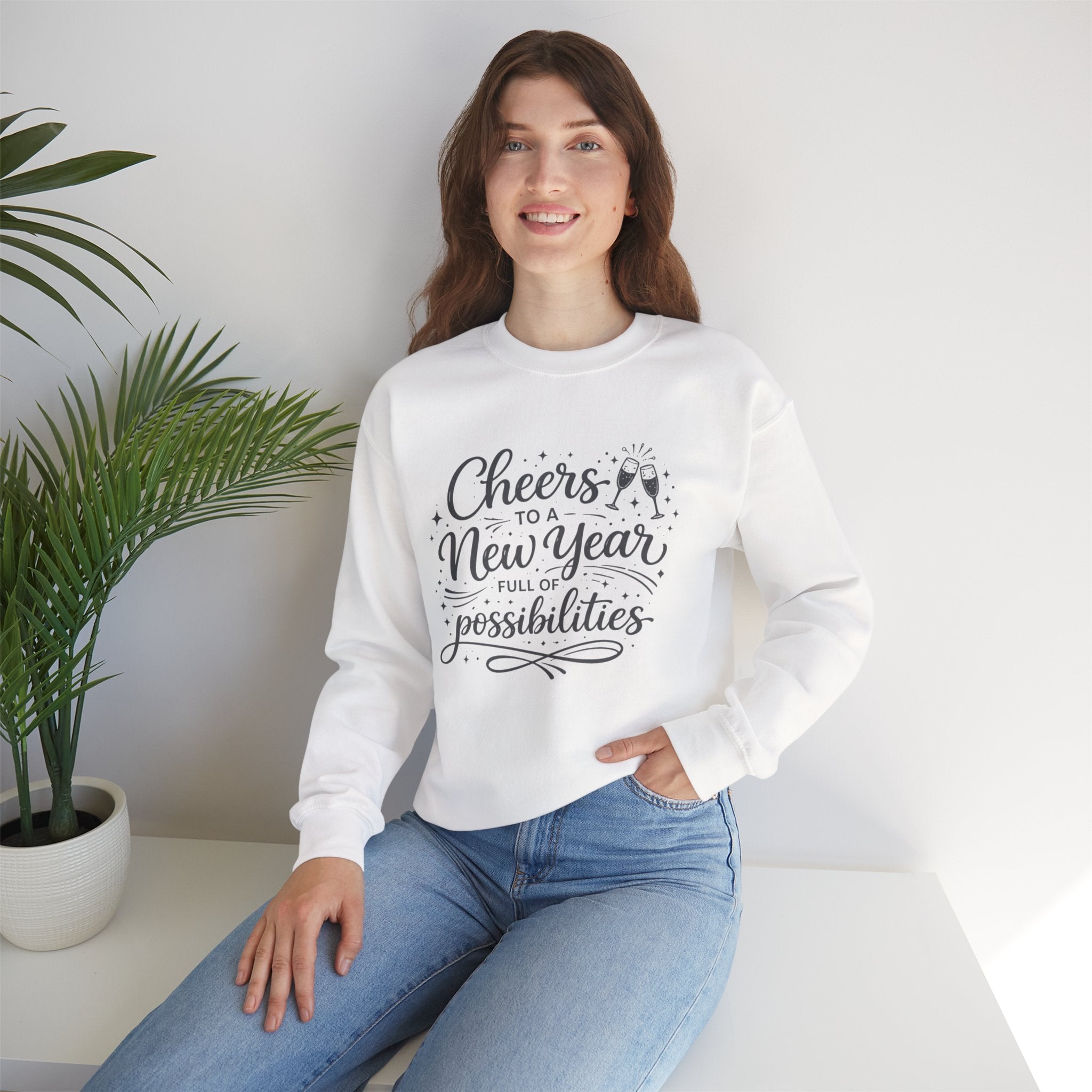 Cheers To A New Year Sweatshirt, Full Of Possibilities Hoodie, Champagne NYE Crewneck, Unisex Adult Youth