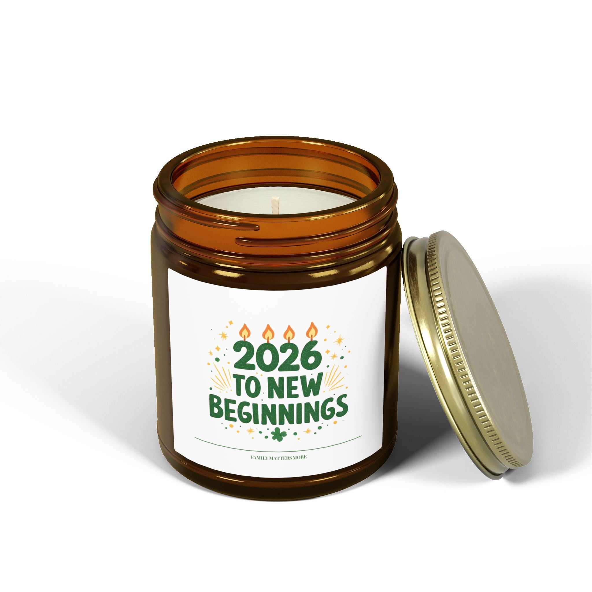 2026 New Beginnings Candle, Happy New Year Scented Soy Candle 4oz 9oz, Hand Poured Jar Candle, NYE Gift Idea