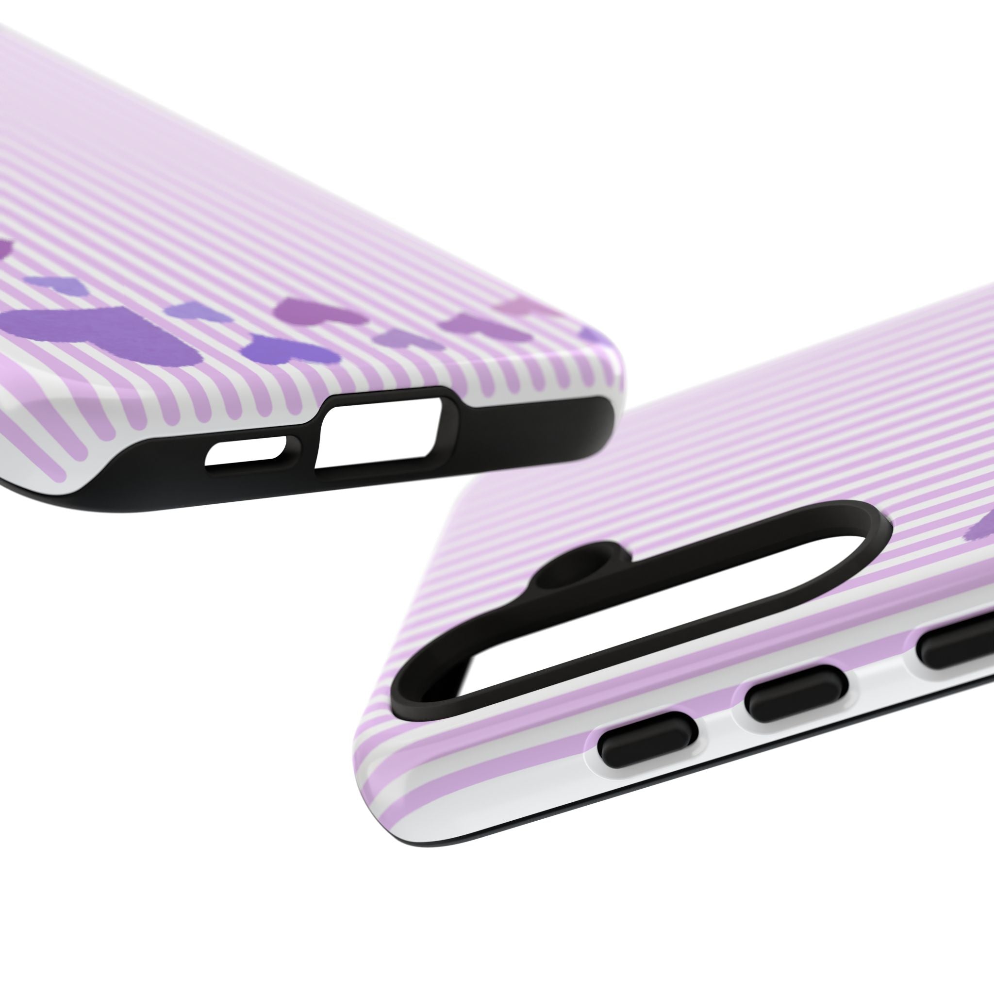 Valentines Day Striped hearts phone case, Purple Heart Floral Stripe Iphone case | Tough Cases - Iphone, Samsung and Pixel Mobile cases