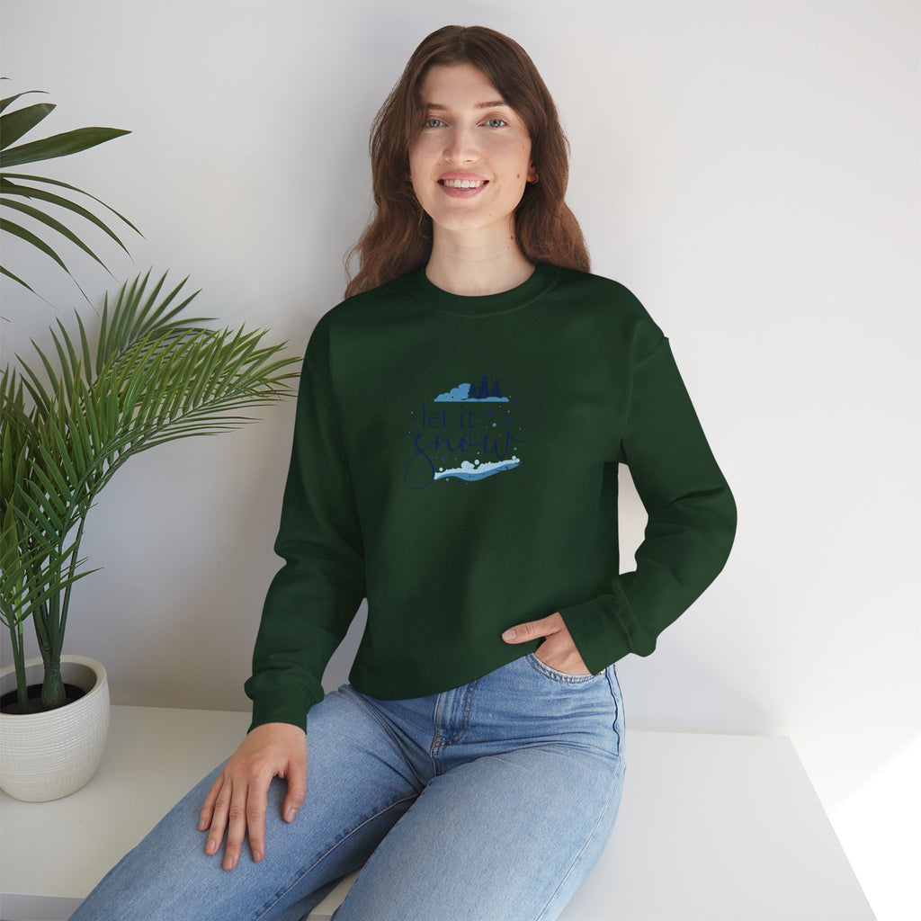Let It Snow Sweatshirt Hoodie, Winter Lover Pullover, Snowflake Pine Trees Design, Cozy Unisex Adult & Youth Winter Gift, Christmas Season Top