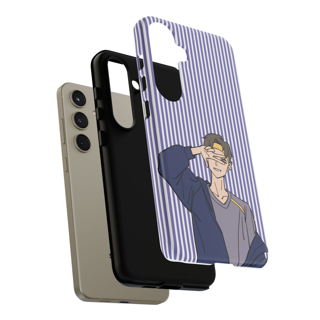 Casual Anime Guy Phone Case | Valentines Day Striped Lines phone case, Purple Stripe Iphone case - Iphone, Samsung and Pixel Mobile cases