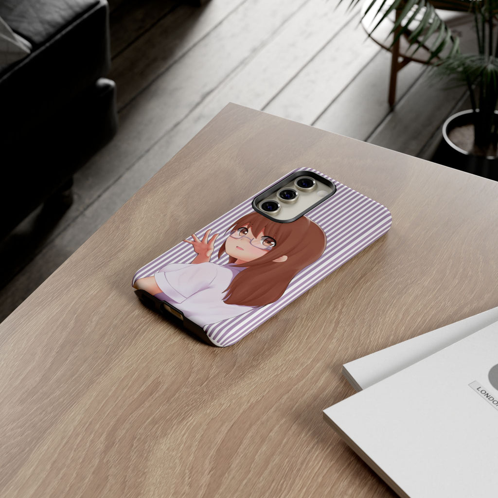 Galentines Day Striped lines mobile case, Glasses Anime Girl Stripe Iphone case | Tough Cases - Iphone, Samsung and Pixel Mobile cases