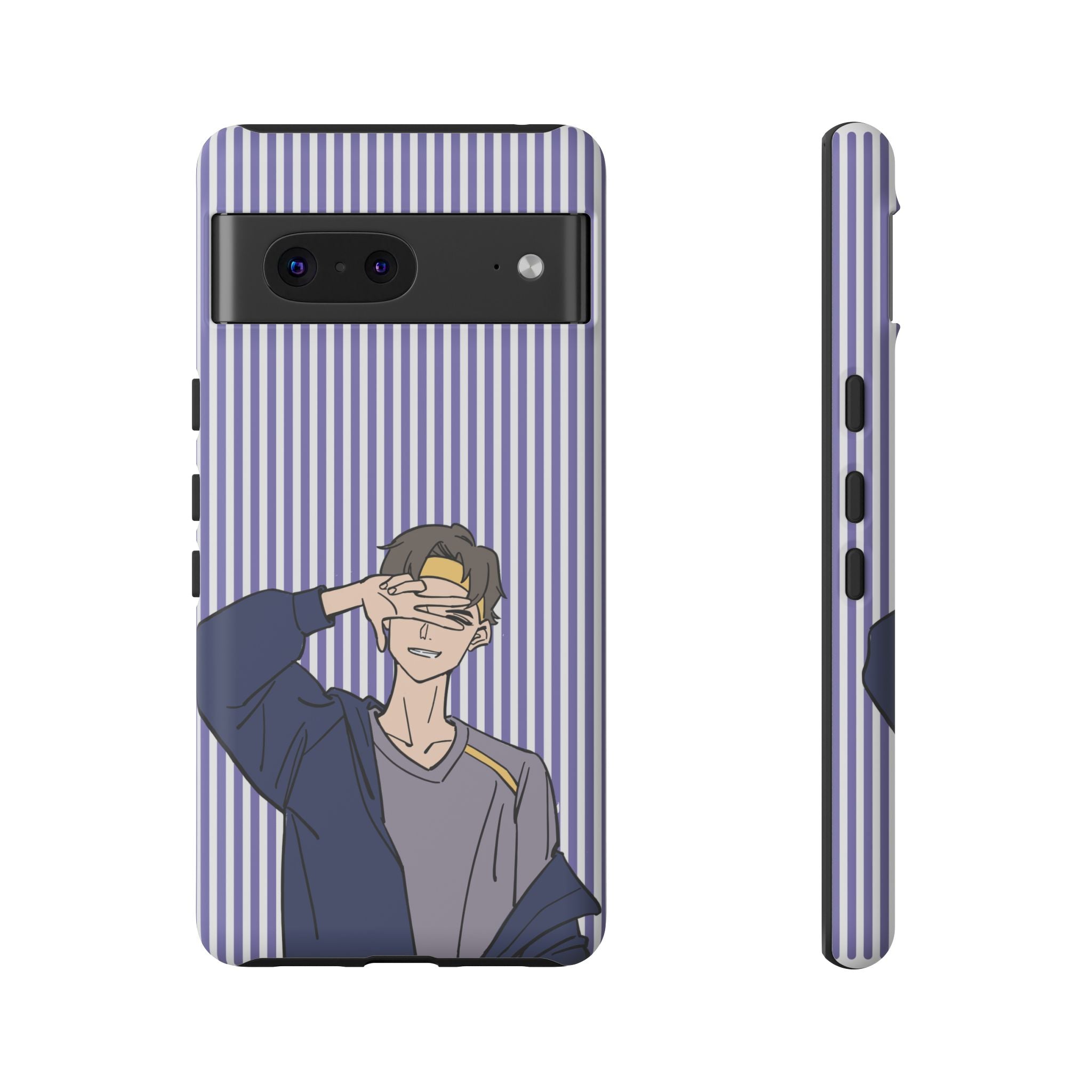 Casual Anime Guy Phone Case | Valentines Day Striped Lines phone case, Purple Stripe Iphone case - Iphone, Samsung and Pixel Mobile cases