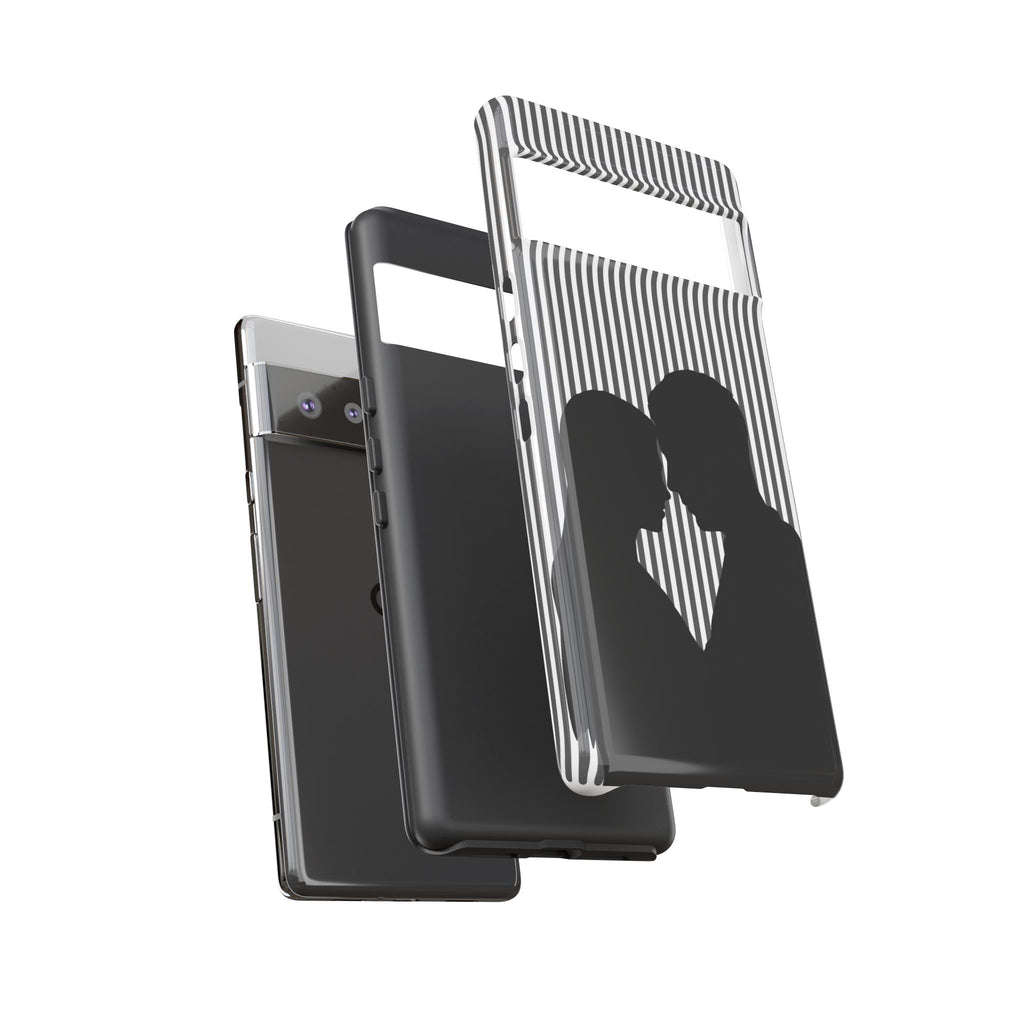 Silhouette Couple Phone Case | Galentines Day Striped Black and white phone case, Stripe Iphone case - Iphone, Samsung and Pixel Mobile case