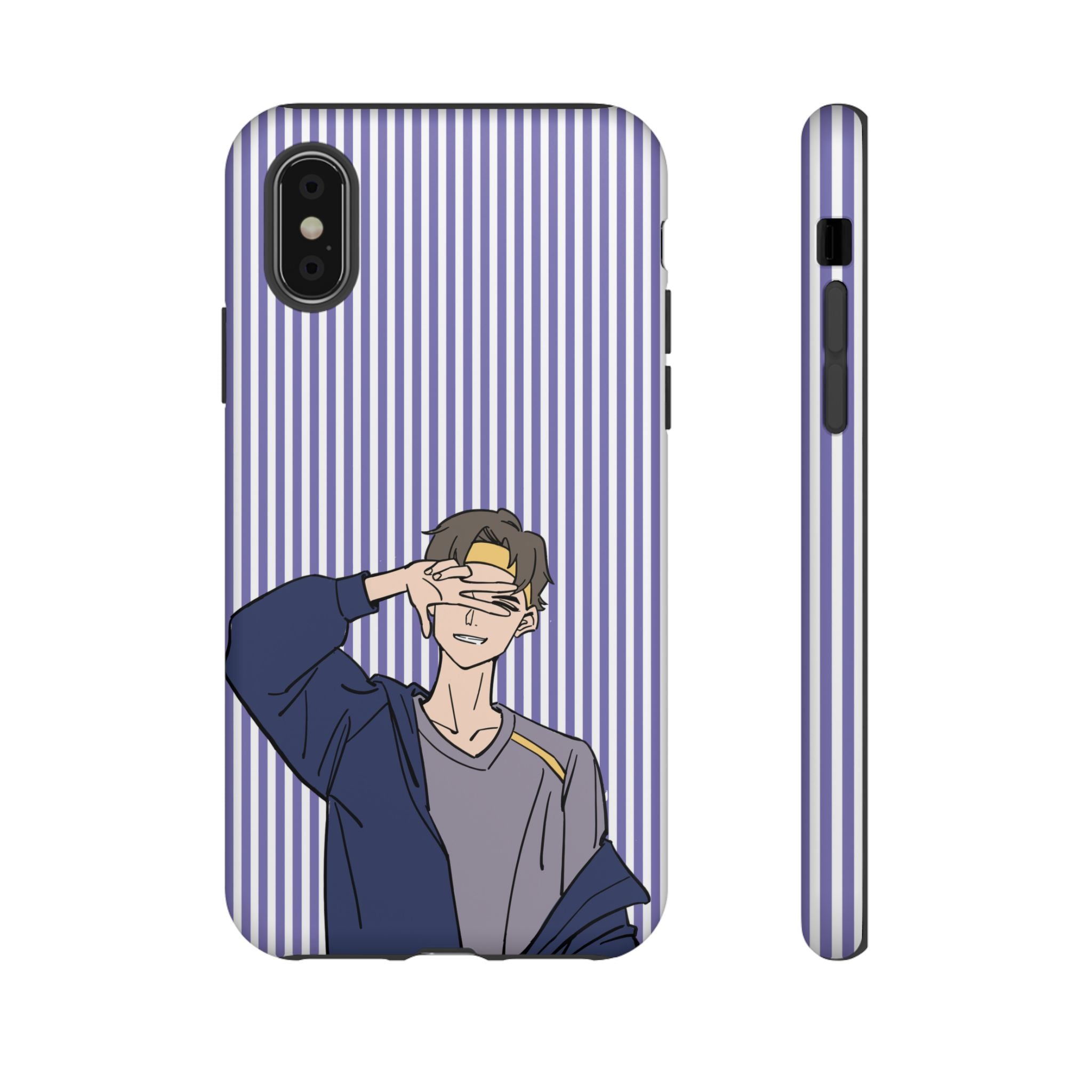 Casual Anime Guy Phone Case | Valentines Day Striped Lines phone case, Purple Stripe Iphone case - Iphone, Samsung and Pixel Mobile cases