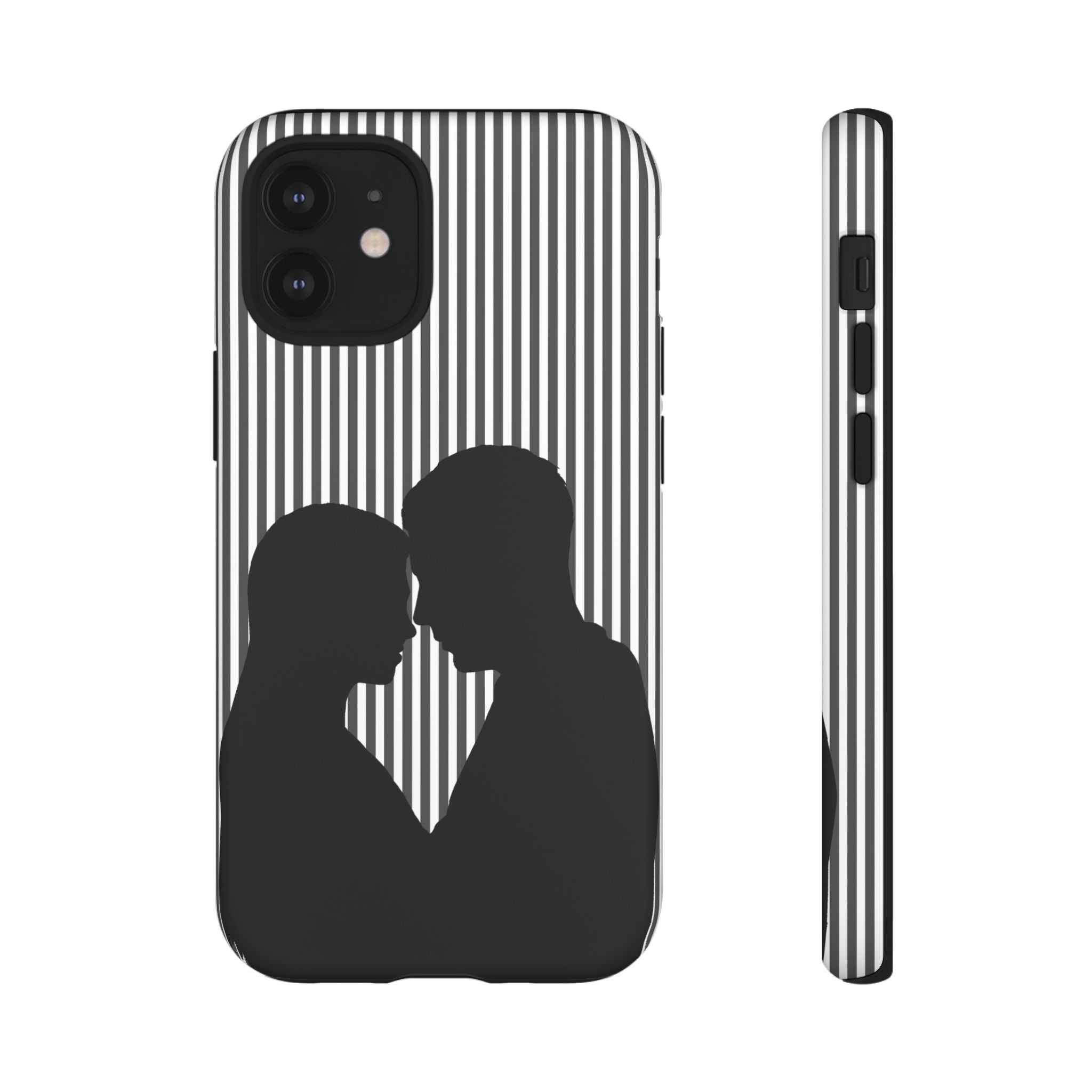 Silhouette Couple Phone Case | Galentines Day Striped Black and white phone case, Stripe Iphone case - Iphone, Samsung and Pixel Mobile case