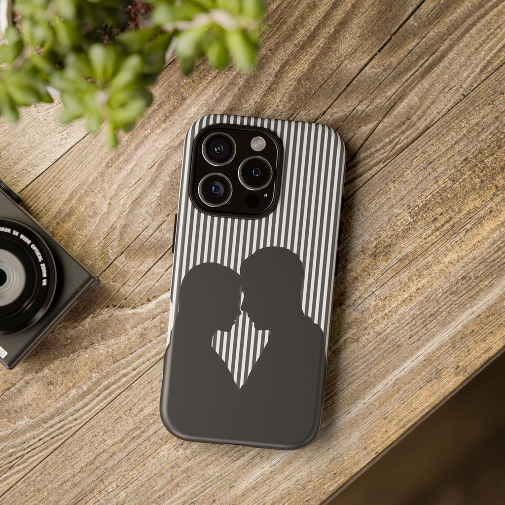 Silhouette Couple Phone Case | Galentines Day Striped Black and white phone case, Stripe Iphone case - Iphone, Samsung and Pixel Mobile case