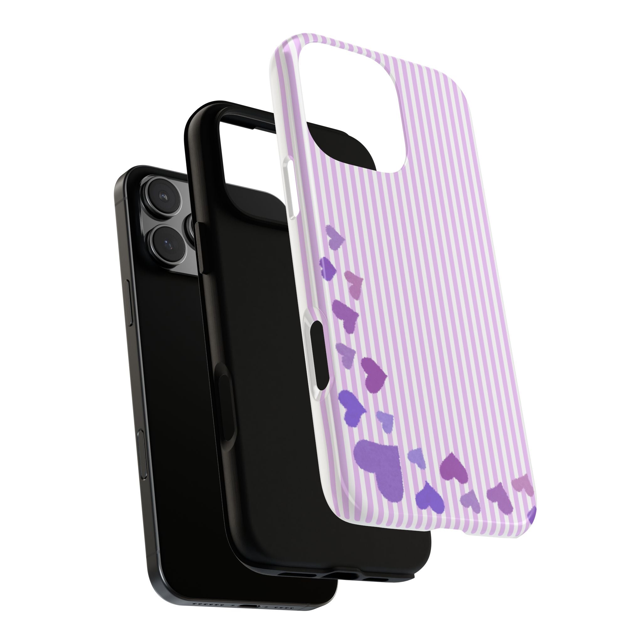 Valentines Day Striped hearts phone case, Purple Heart Floral Stripe Iphone case | Tough Cases - Iphone, Samsung and Pixel Mobile cases