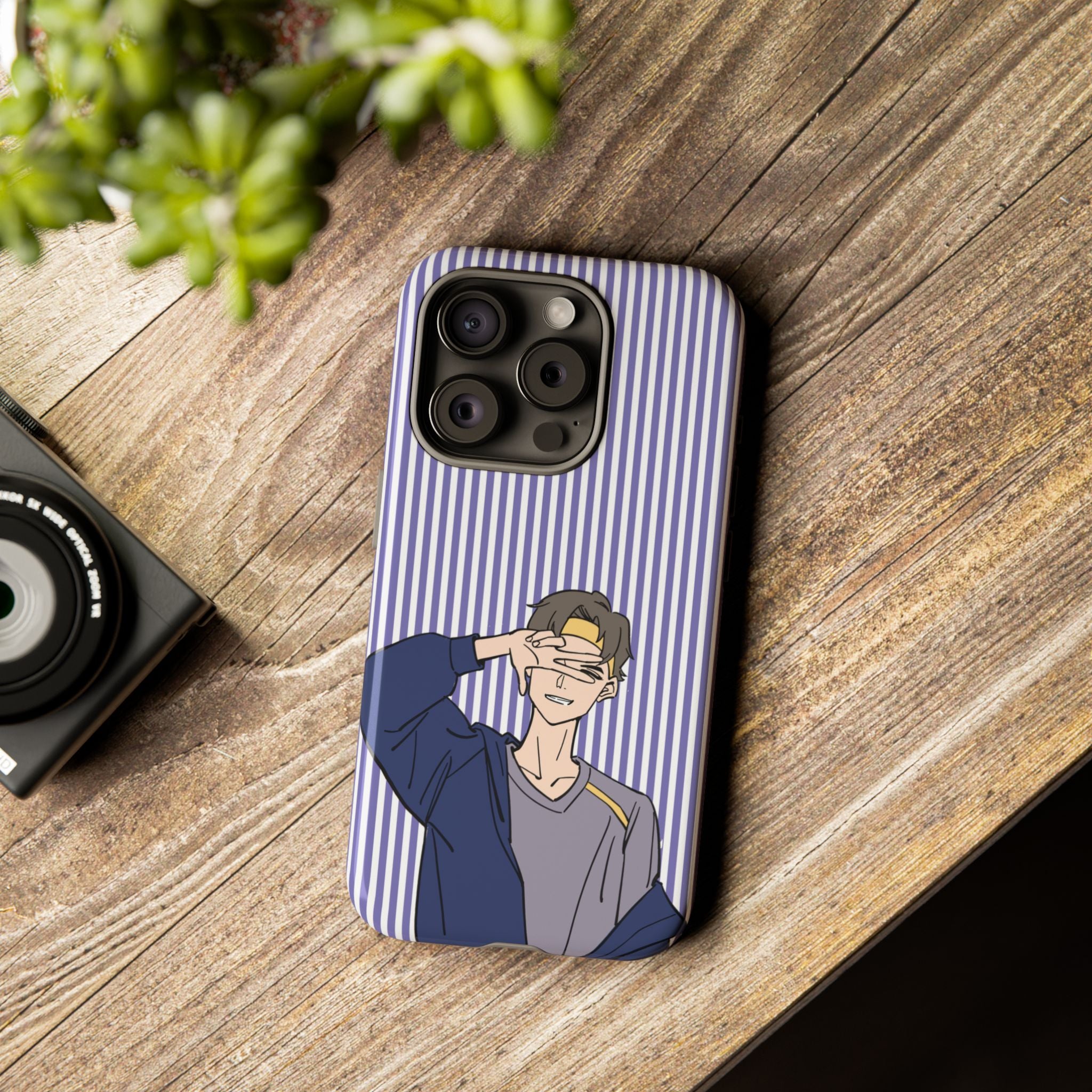 Casual Anime Guy Phone Case | Valentines Day Striped Lines phone case, Purple Stripe Iphone case - Iphone, Samsung and Pixel Mobile cases