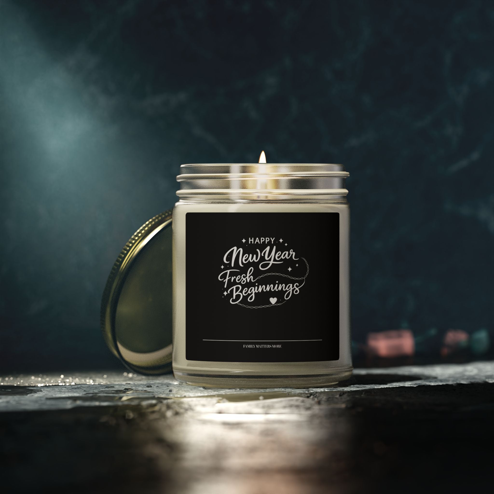 Happy New Year Fresh Beginnings Candle, Scented Soy Candle 4oz 9oz, New Years Eve Gift, Jar Candle