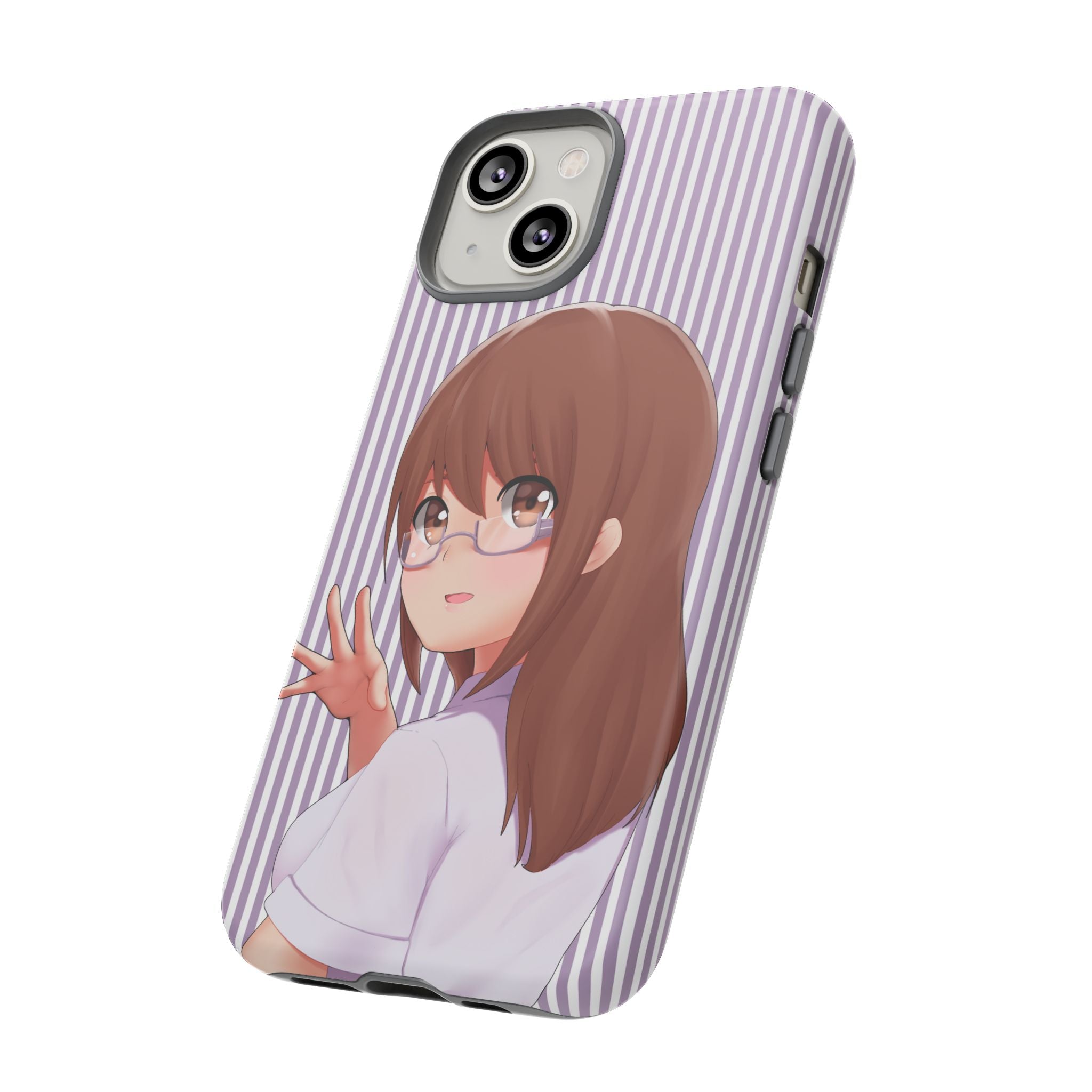 Galentines Day Striped lines mobile case, Glasses Anime Girl Stripe Iphone case | Tough Cases - Iphone, Samsung and Pixel Mobile cases