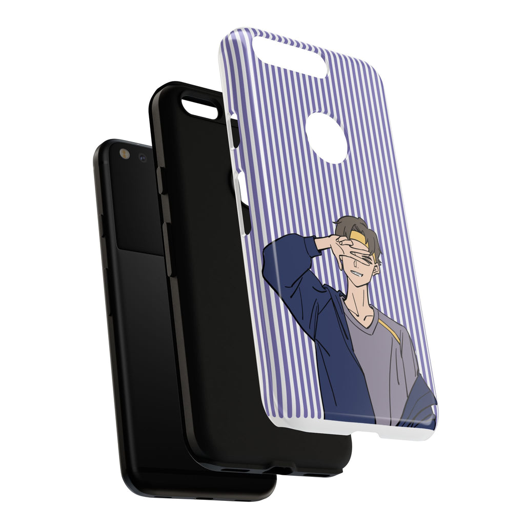 Casual Anime Guy Phone Case | Valentines Day Striped Lines phone case, Purple Stripe Iphone case - Iphone, Samsung and Pixel Mobile cases