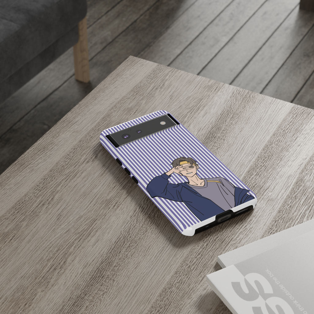 Casual Anime Guy Phone Case | Valentines Day Striped Lines phone case, Purple Stripe Iphone case - Iphone, Samsung and Pixel Mobile cases