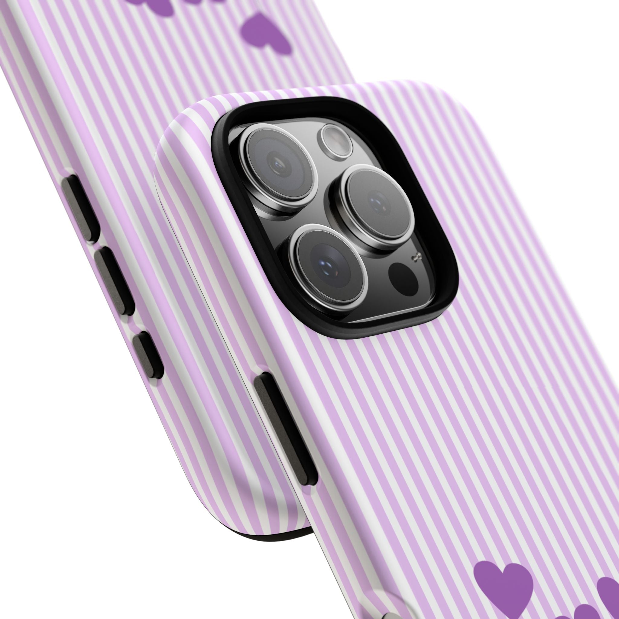 Galentines Day Striped hearts phone case, Purple Heart Floral Stripe Iphone case | Tough Cases - Iphone, Samsung and Pixel Mobile cases