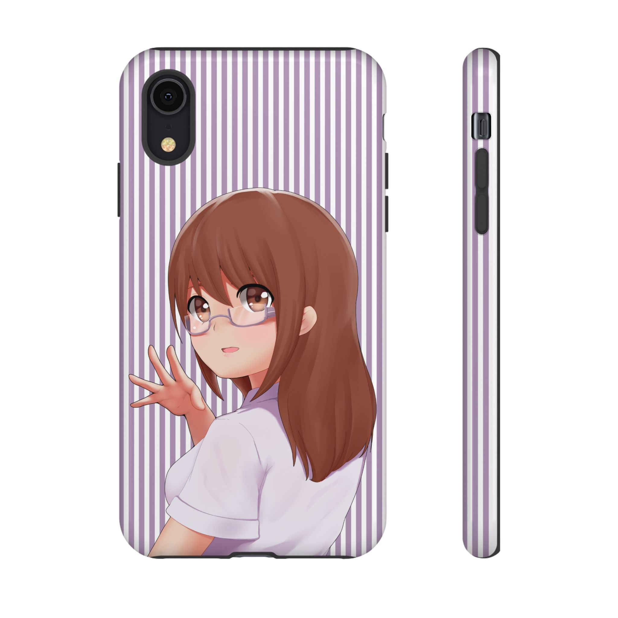 Galentines Day Striped lines mobile case, Glasses Anime Girl Stripe Iphone case | Tough Cases - Iphone, Samsung and Pixel Mobile cases