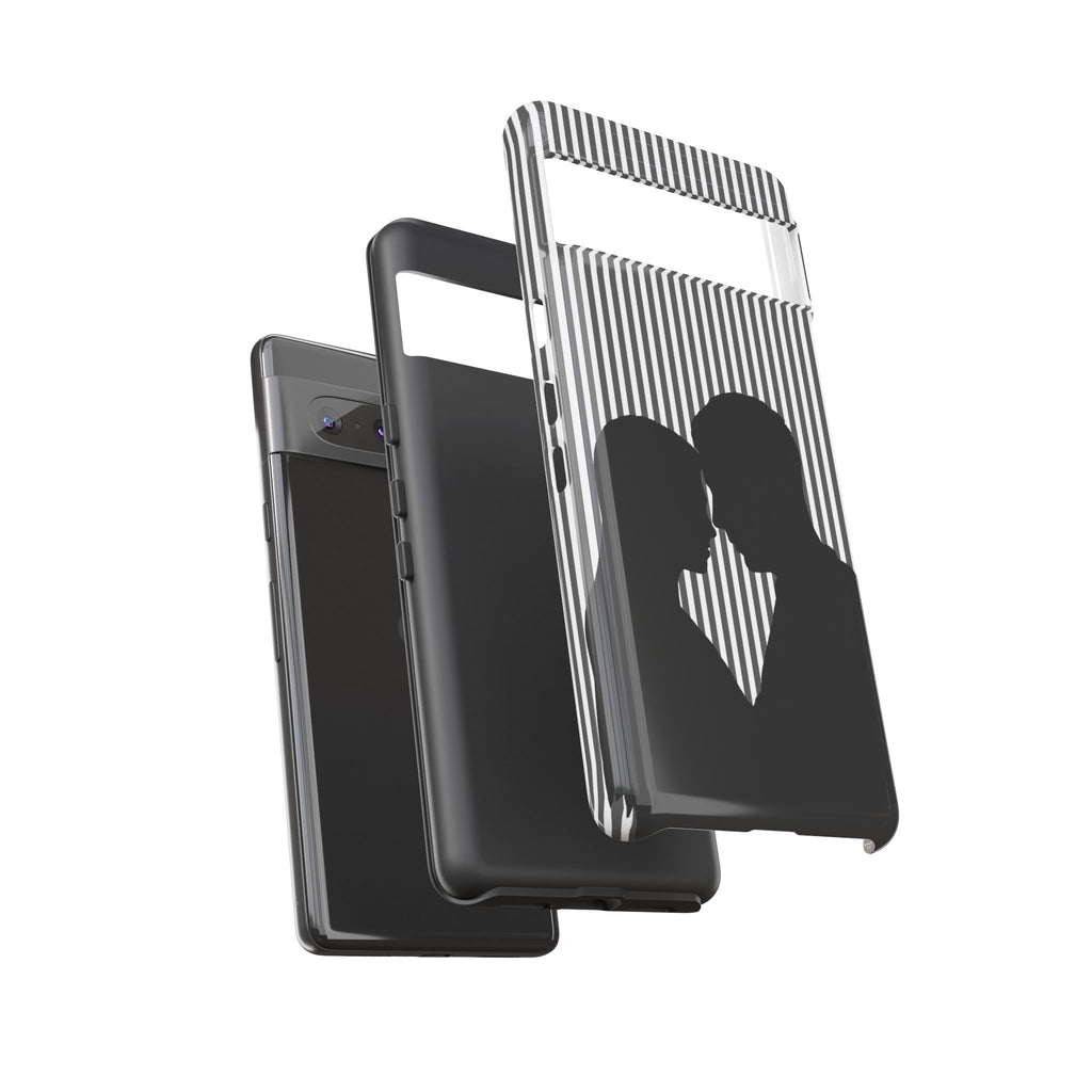 Silhouette Couple Phone Case | Galentines Day Striped Black and white phone case, Stripe Iphone case - Iphone, Samsung and Pixel Mobile case