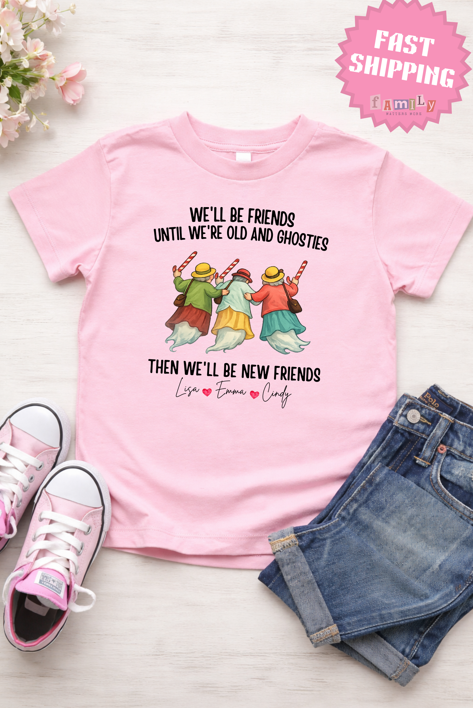 Personalized Friendship Shirt, Old Friends - Best Friends Gift, Besties Tee, Comfort colors best friens shirts with names