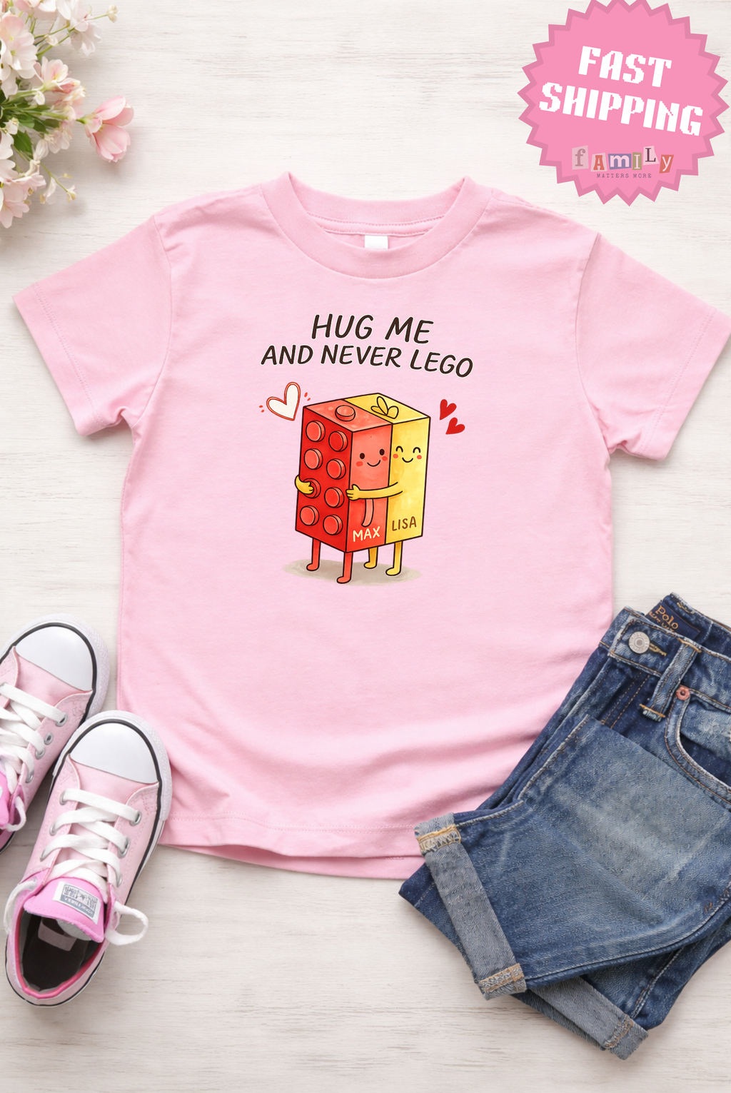 Personalized Valentine's Day Shirt Gifts, Hug Me Cute Lego Tshirt Gift for Boyfriend, for Husband, Galentines Day Couple Gift