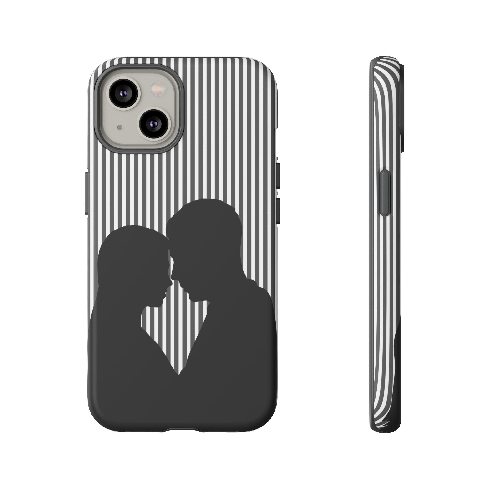 Silhouette Couple Phone Case | Galentines Day Striped Black and white phone case, Stripe Iphone case - Iphone, Samsung and Pixel Mobile case