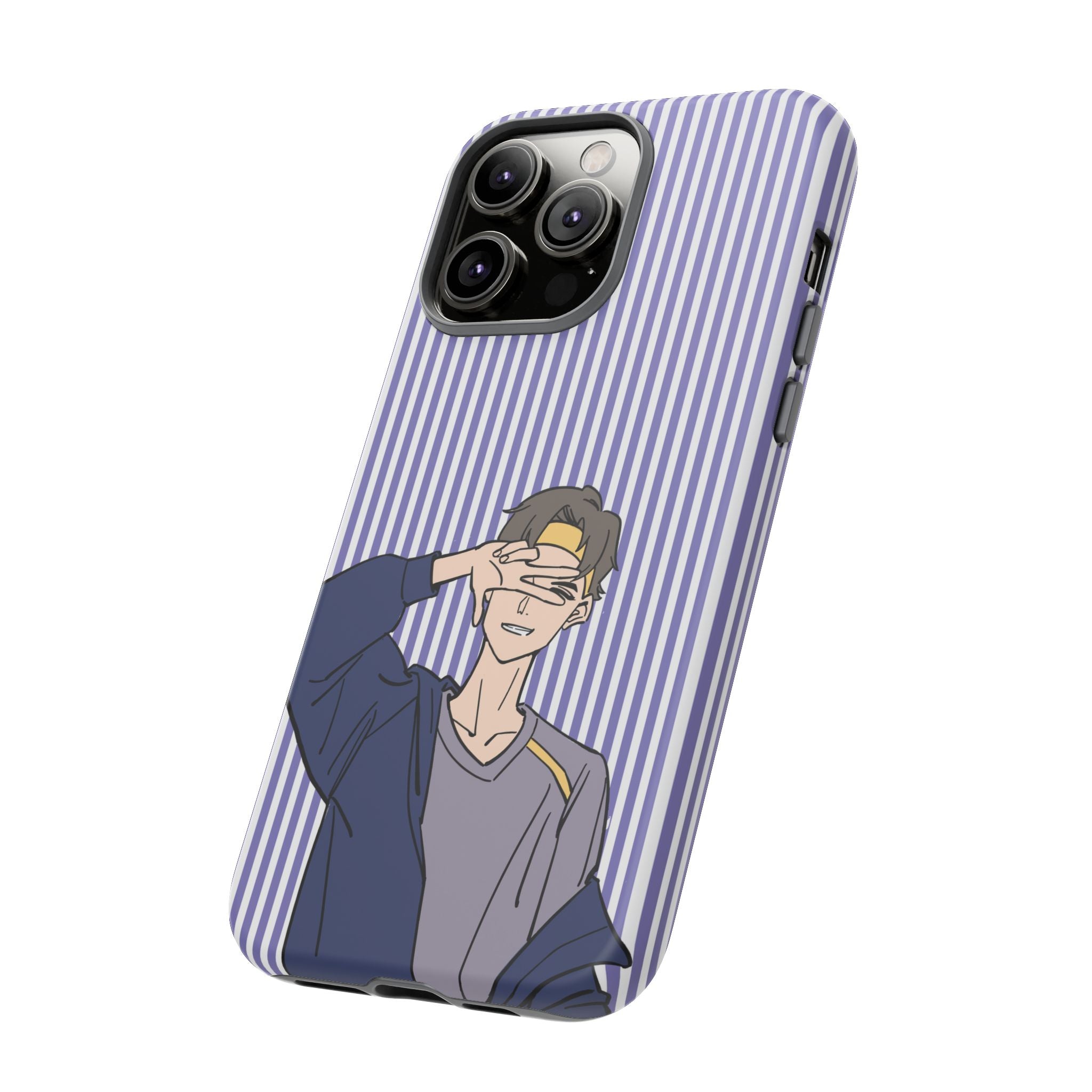 Casual Anime Guy Phone Case | Valentines Day Striped Lines phone case, Purple Stripe Iphone case - Iphone, Samsung and Pixel Mobile cases