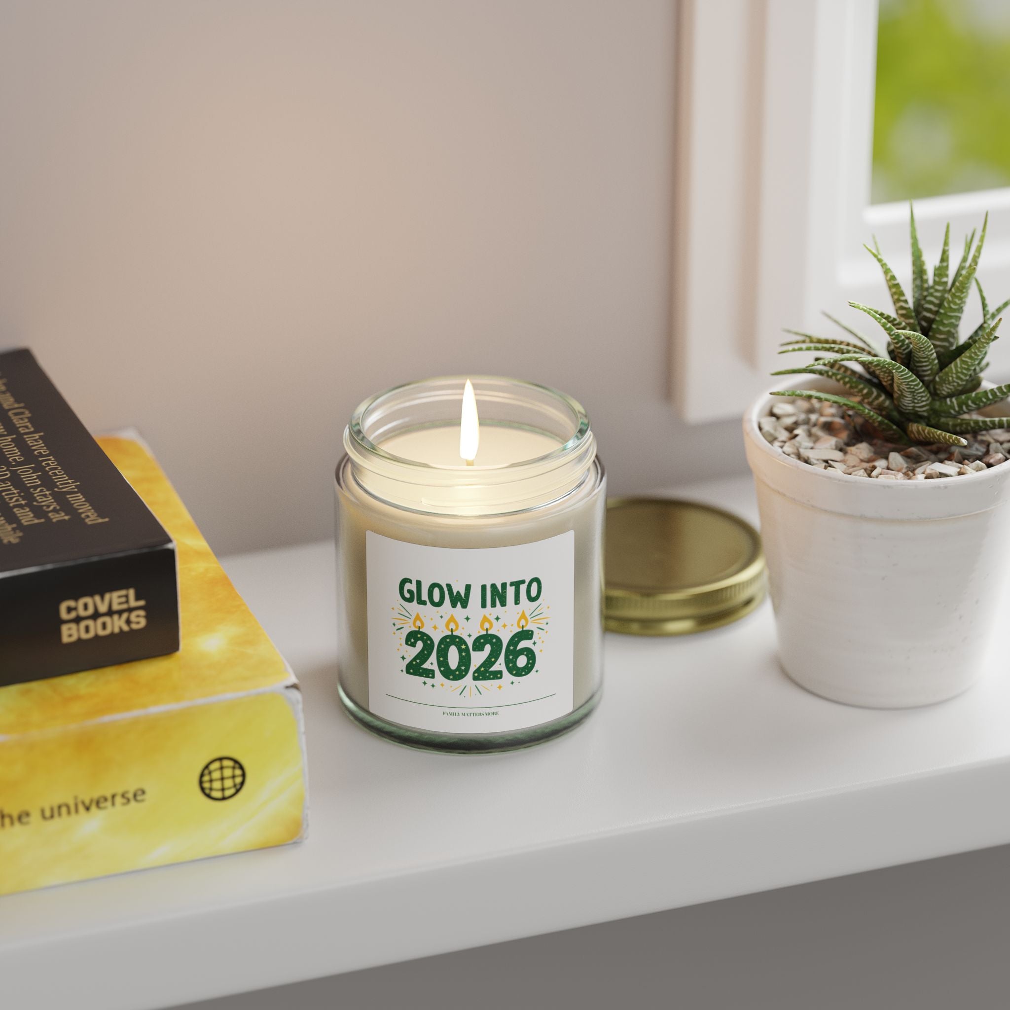 Glow Into 2026 Candle, Happy New Year Scented Soy Candle 4oz 9oz, Hand Poured Jar Candle, NYE Gift