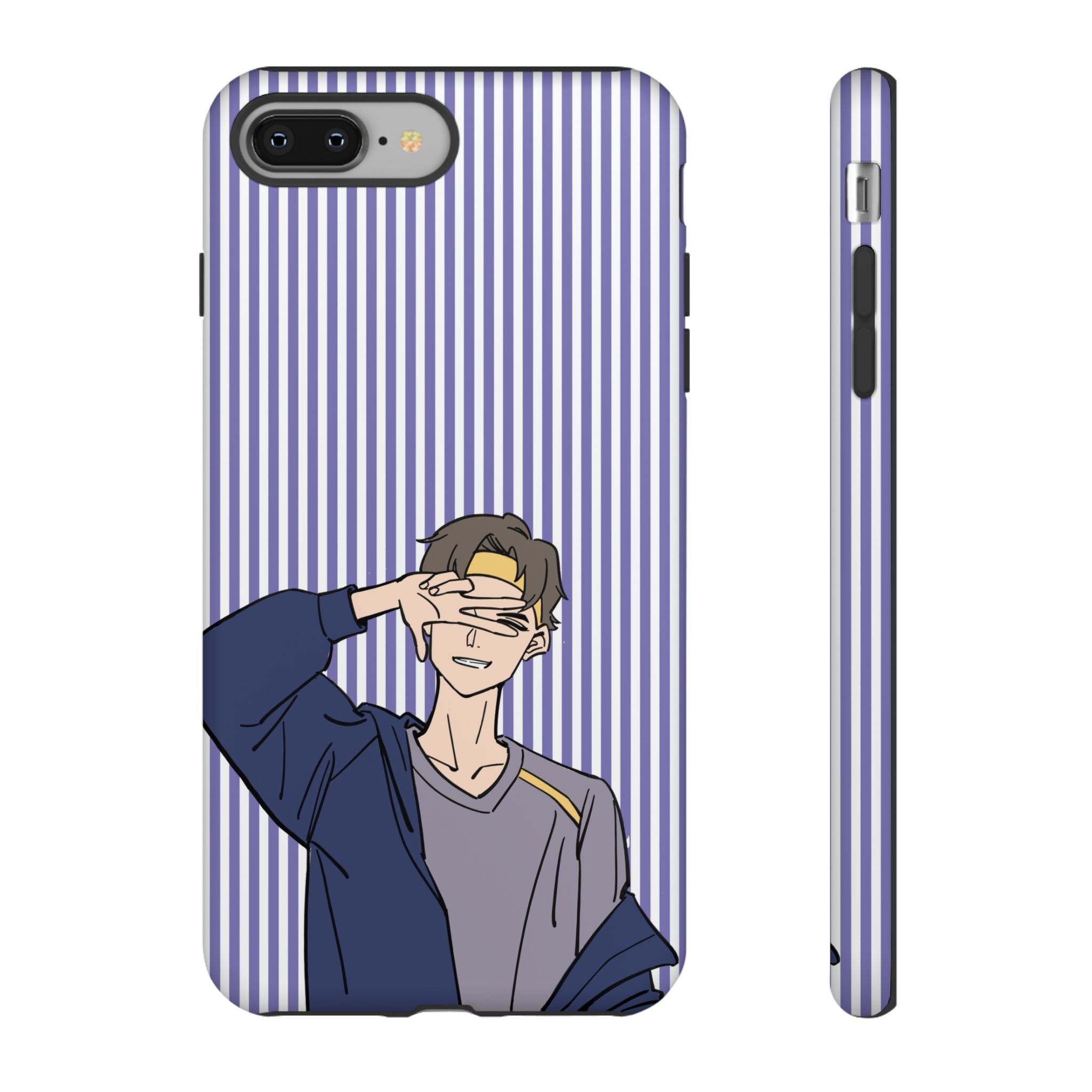 Casual Anime Guy Phone Case | Valentines Day Striped Lines phone case, Purple Stripe Iphone case - Iphone, Samsung and Pixel Mobile cases