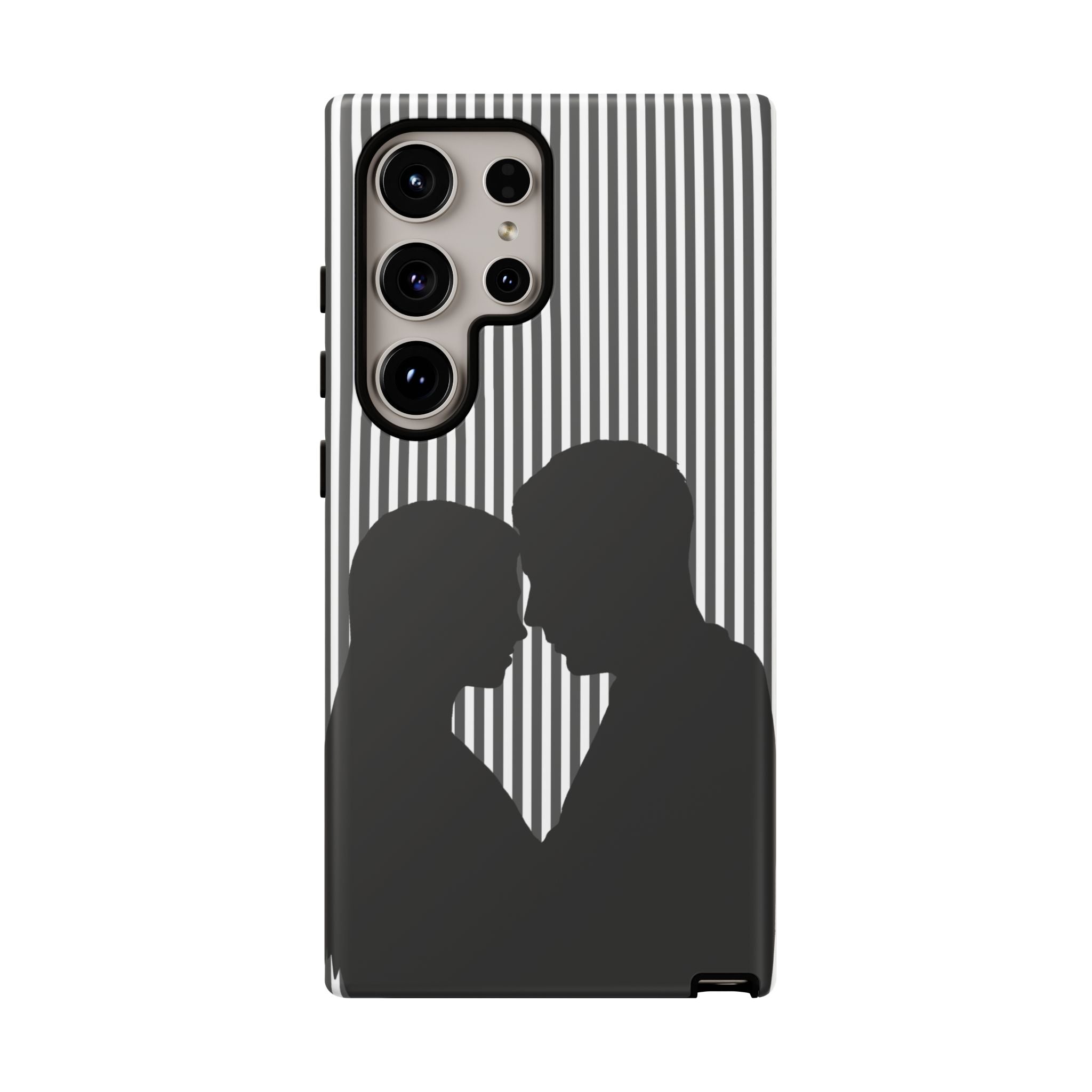 Silhouette Couple Phone Case | Galentines Day Striped Black and white phone case, Stripe Iphone case - Iphone, Samsung and Pixel Mobile case