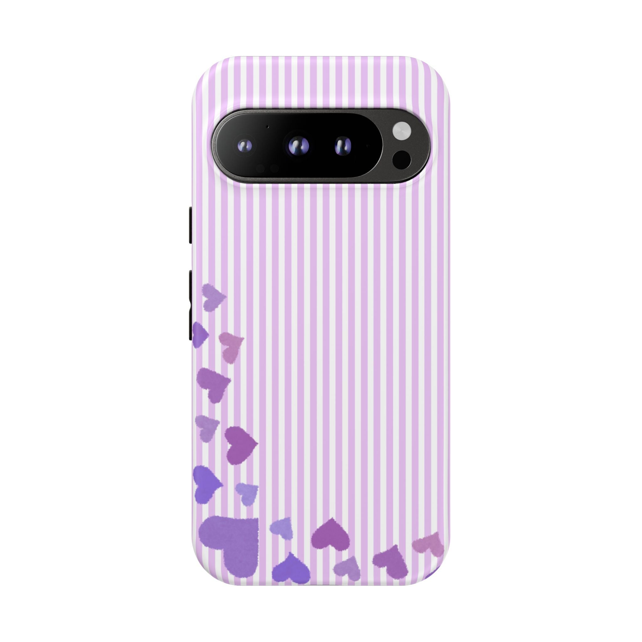 Valentines Day Striped hearts phone case, Purple Heart Floral Stripe Iphone case | Tough Cases - Iphone, Samsung and Pixel Mobile cases