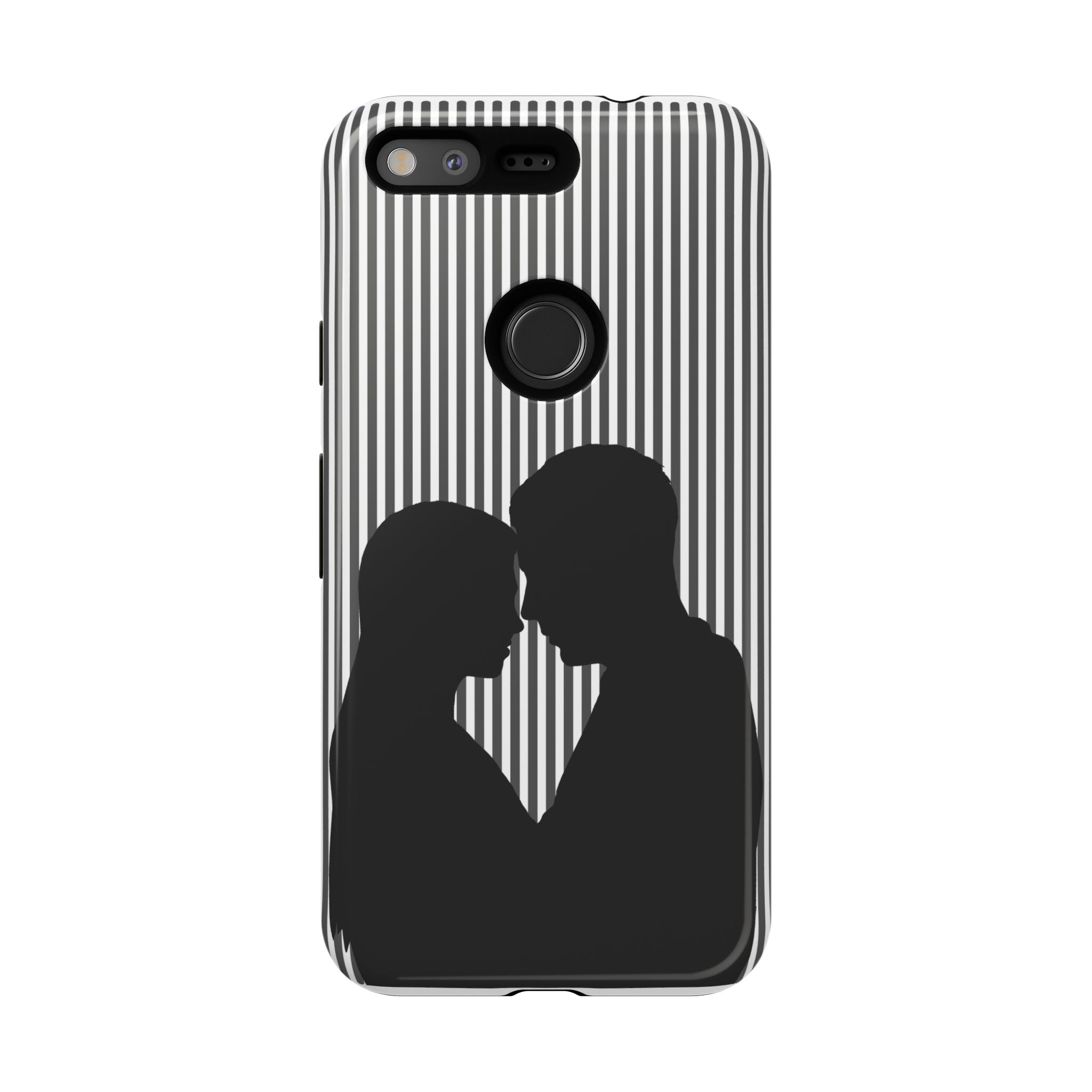 Silhouette Couple Phone Case | Galentines Day Striped Black and white phone case, Stripe Iphone case - Iphone, Samsung and Pixel Mobile case