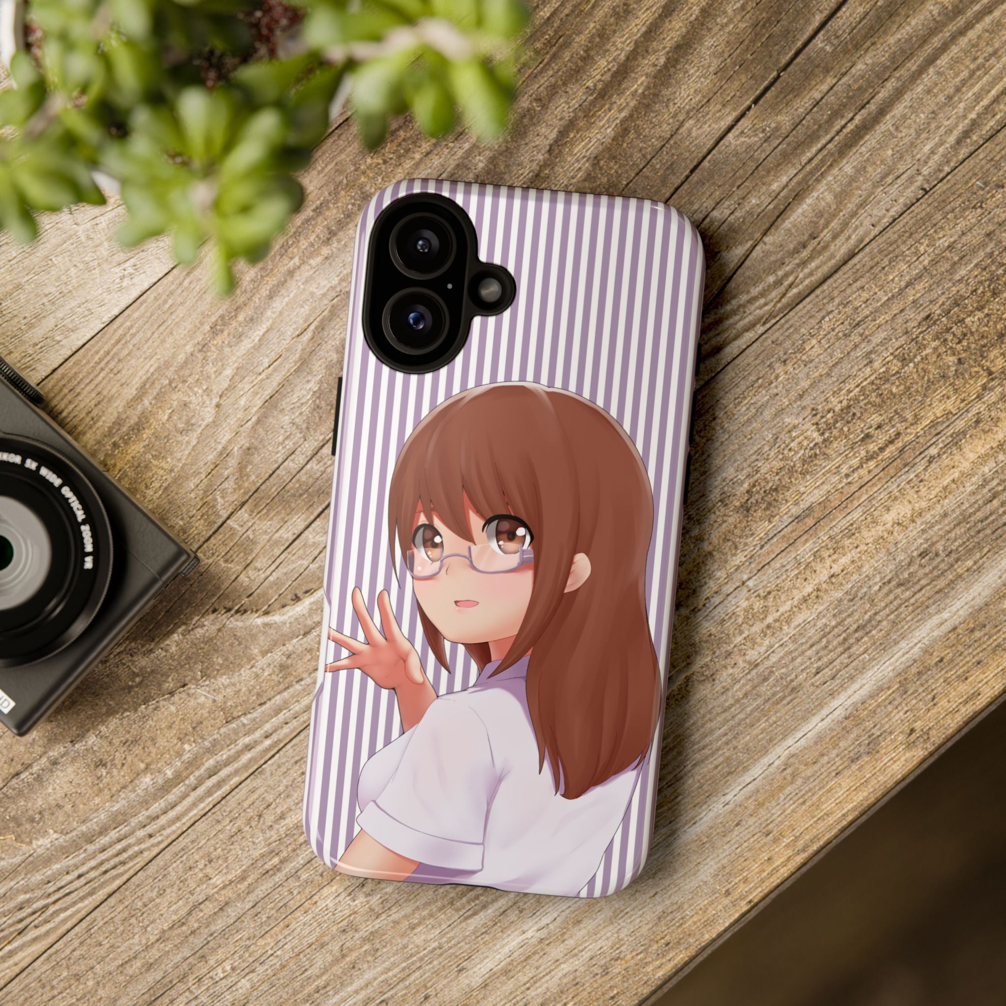 Galentines Day Striped lines mobile case, Glasses Anime Girl Stripe Iphone case | Tough Cases - Iphone, Samsung and Pixel Mobile cases