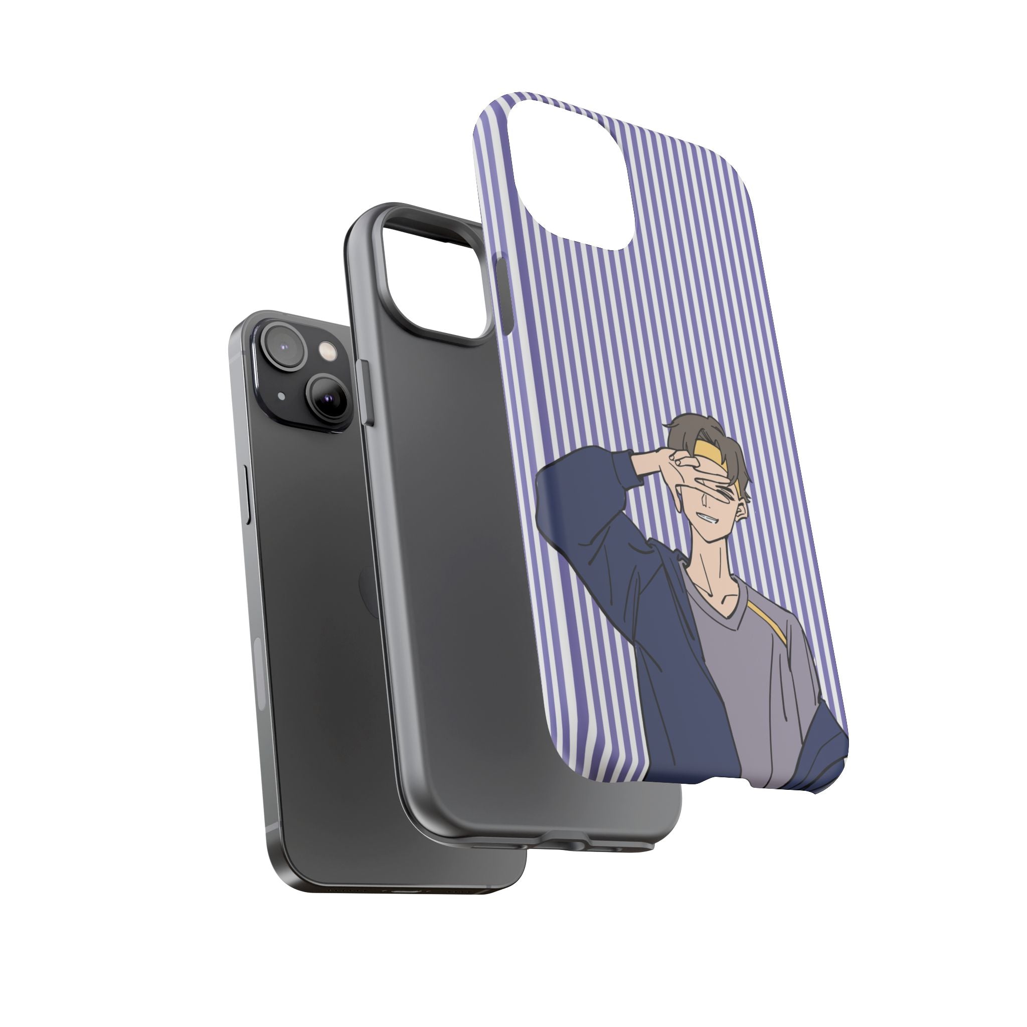Casual Anime Guy Phone Case | Valentines Day Striped Lines phone case, Purple Stripe Iphone case - Iphone, Samsung and Pixel Mobile cases