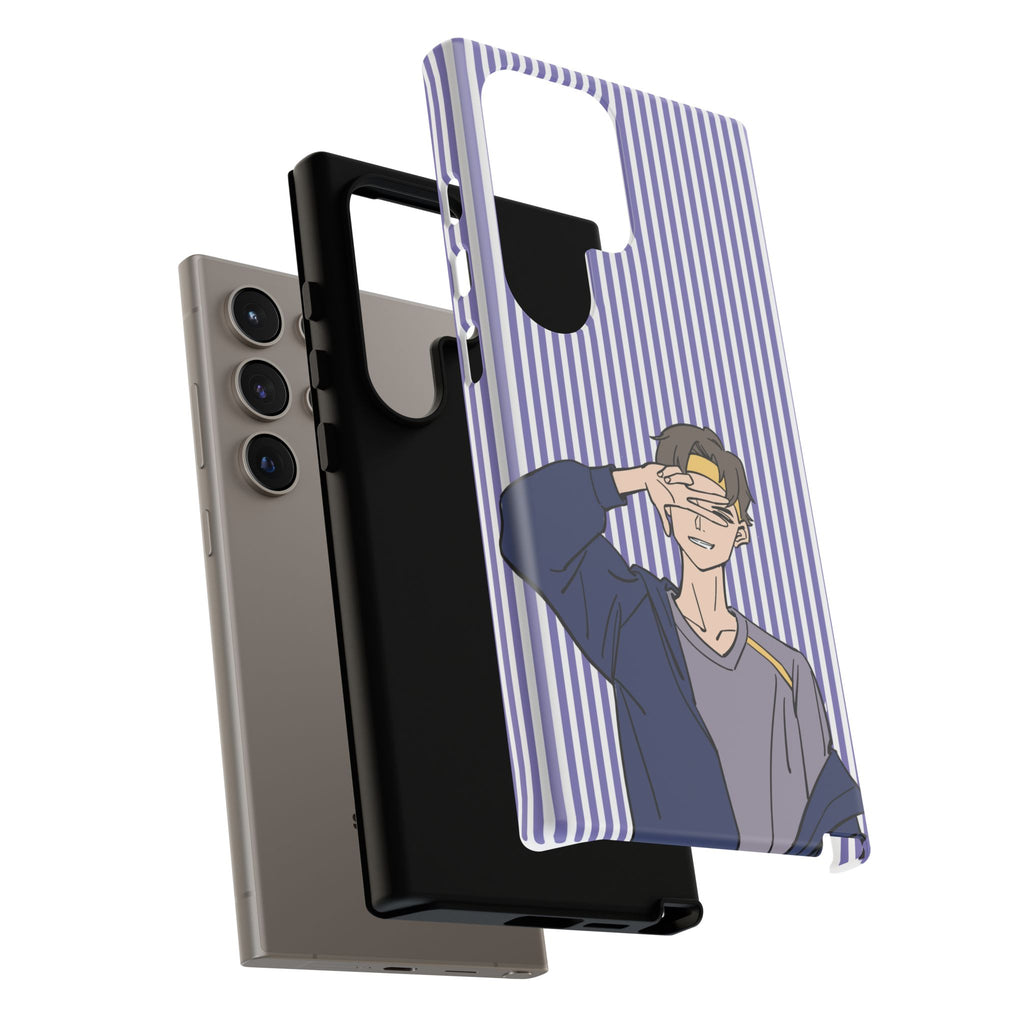 Casual Anime Guy Phone Case | Valentines Day Striped Lines phone case, Purple Stripe Iphone case - Iphone, Samsung and Pixel Mobile cases