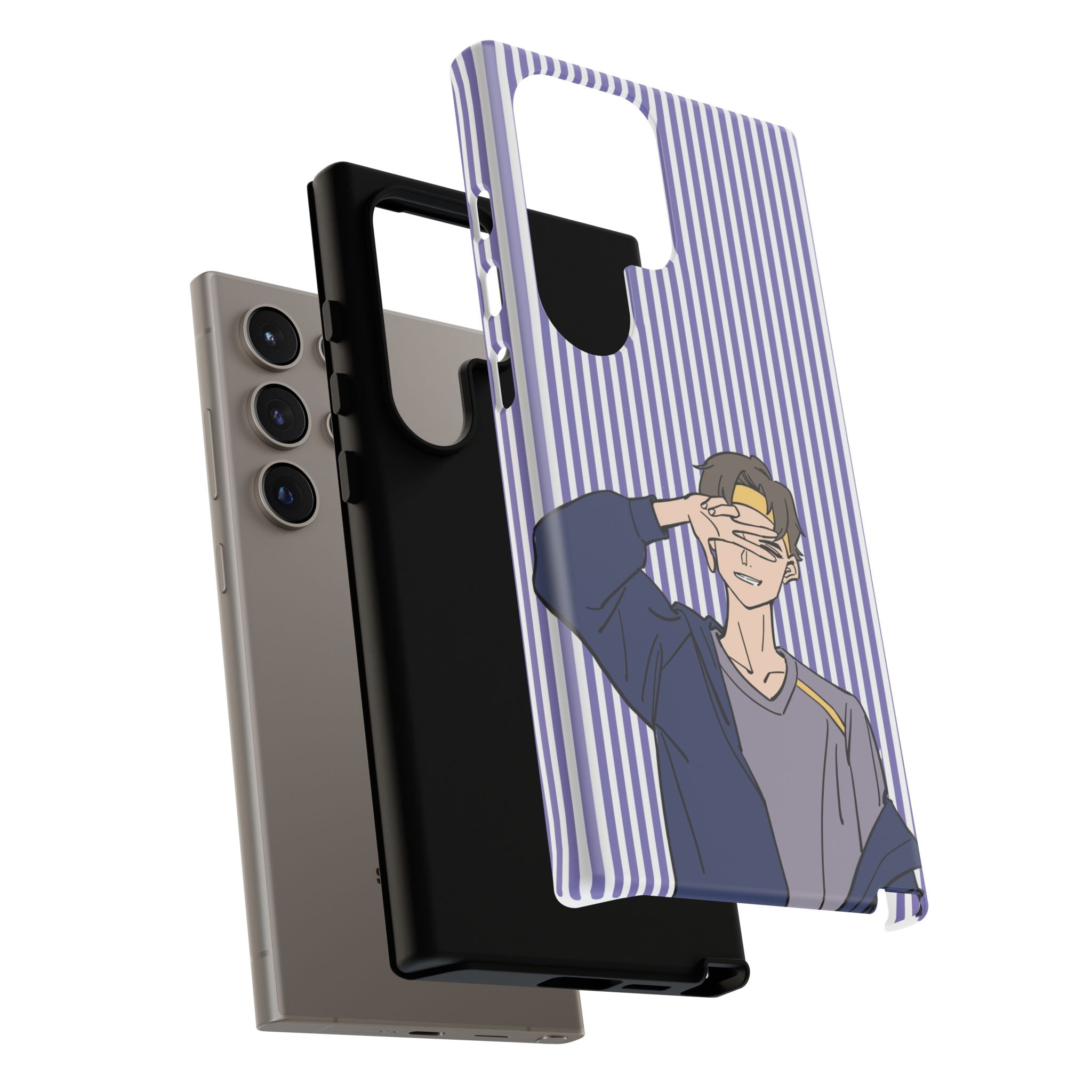 Casual Anime Guy Phone Case | Valentines Day Striped Lines phone case, Purple Stripe Iphone case - Iphone, Samsung and Pixel Mobile cases