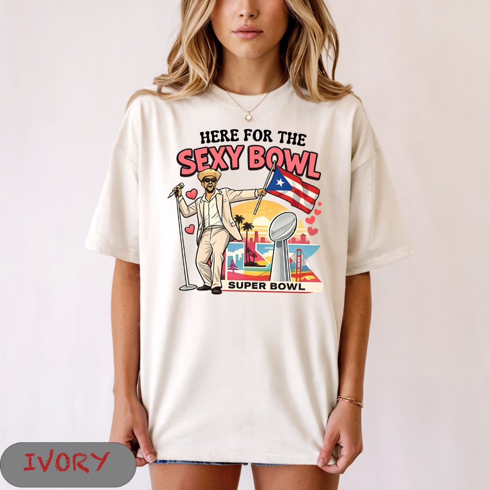 Here for the Sexy Bowl Shirt, Funny Super Bowl Tee, Game Day Humor Shirt, Inappropriate Aba Shirt, Offensive Stupid Unwearable Tee