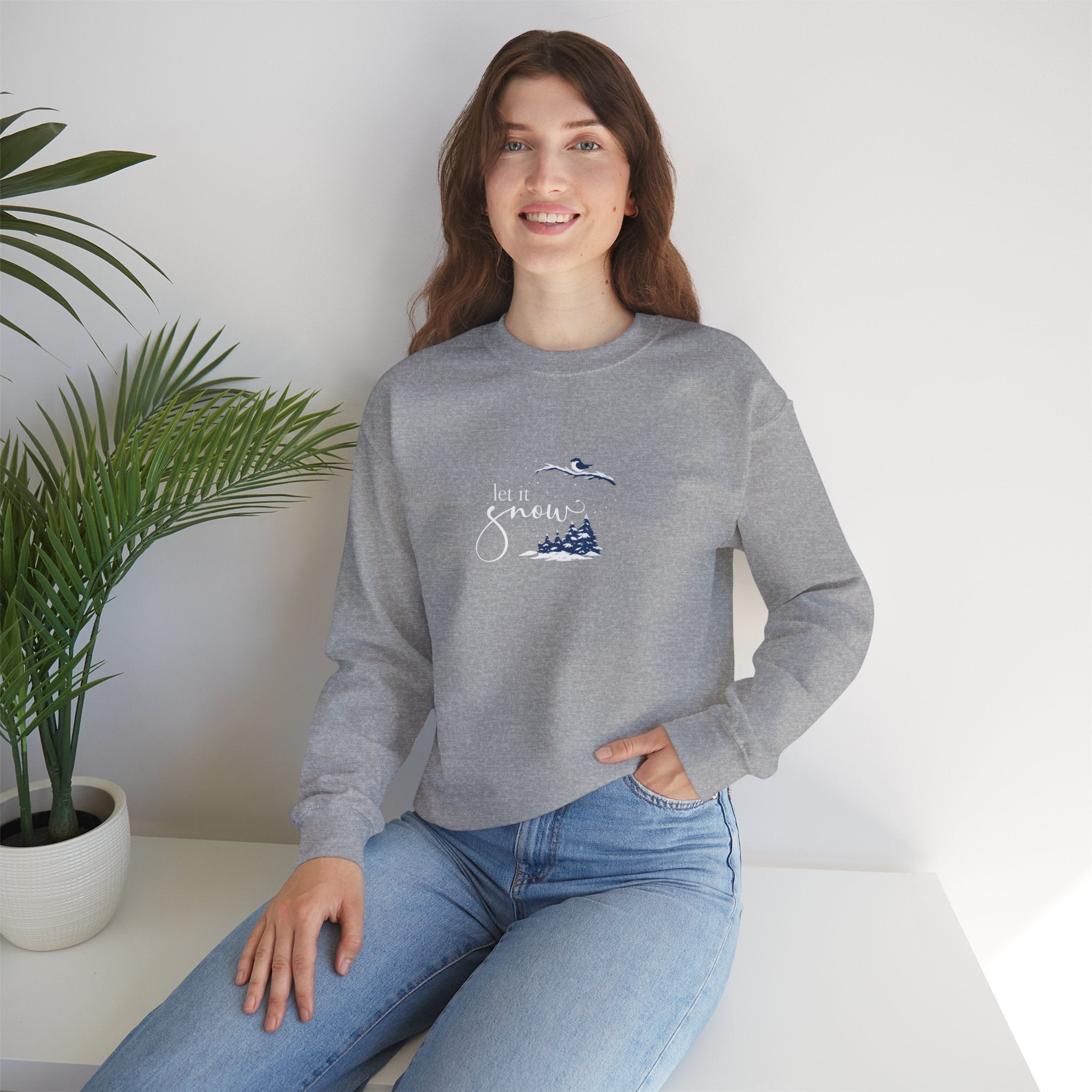 Let It Snow Sweatshirt Hoodie, Winter Lover Pullover, Snowflake Pine Trees Design, Cozy Unisex Adult & Youth Winter Gift, Christmas Season Top