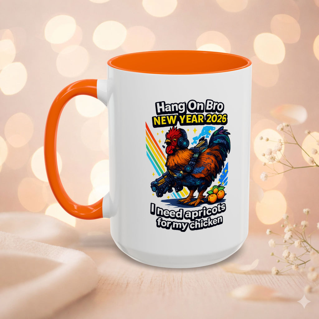 Hang On Bro 2026 Apricots Mug, Funny Rooster Gamer Coffee Mug 15oz Accent Cup, Arc Raiders Inspired Gift for Brother