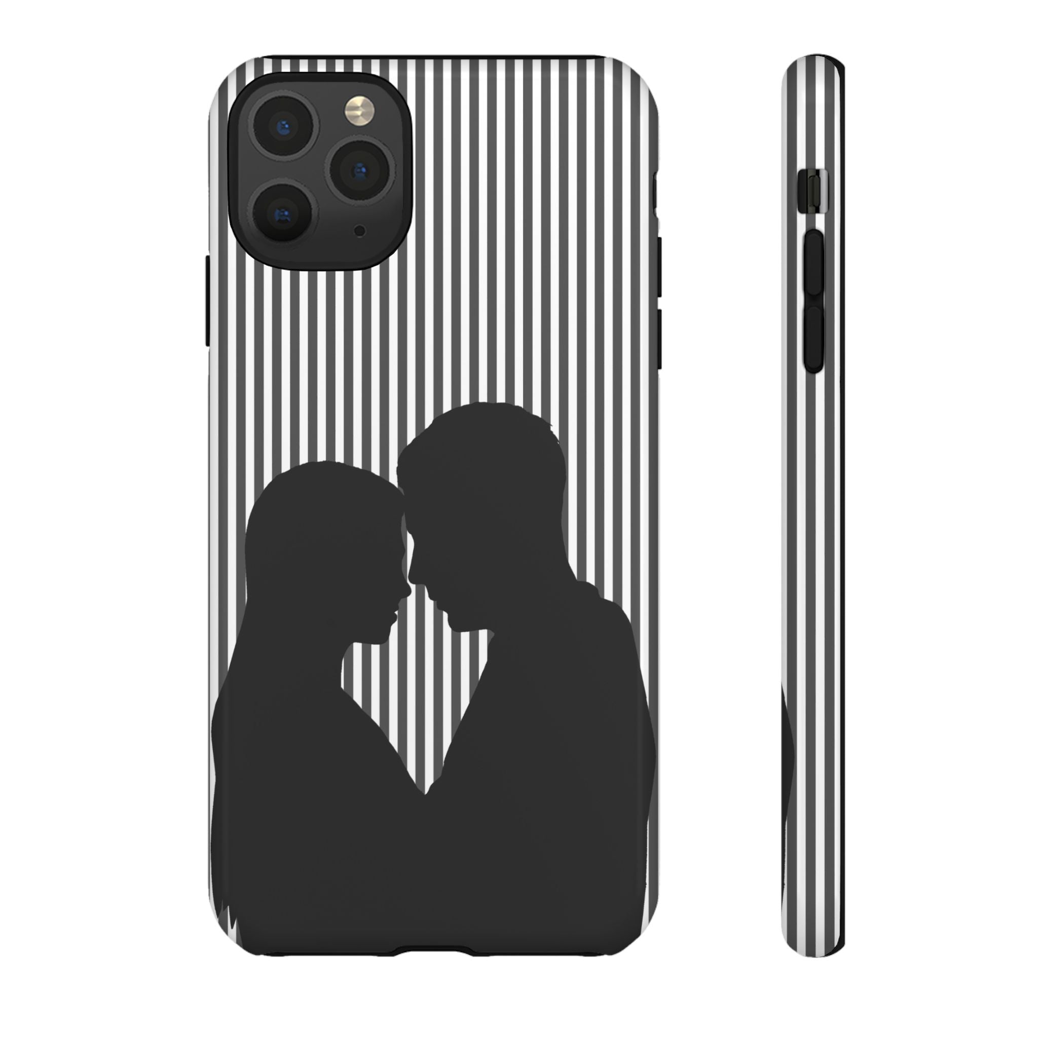 Silhouette Couple Phone Case | Galentines Day Striped Black and white phone case, Stripe Iphone case - Iphone, Samsung and Pixel Mobile case