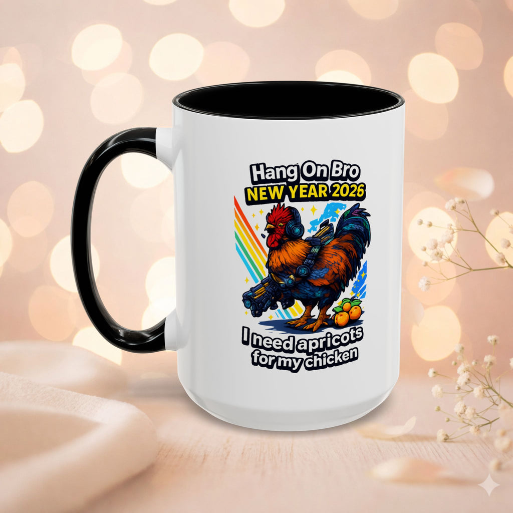 Hang On Bro 2026 Apricots Mug, Funny Rooster Gamer Coffee Mug 15oz Accent Cup, Arc Raiders Inspired Gift for Brother