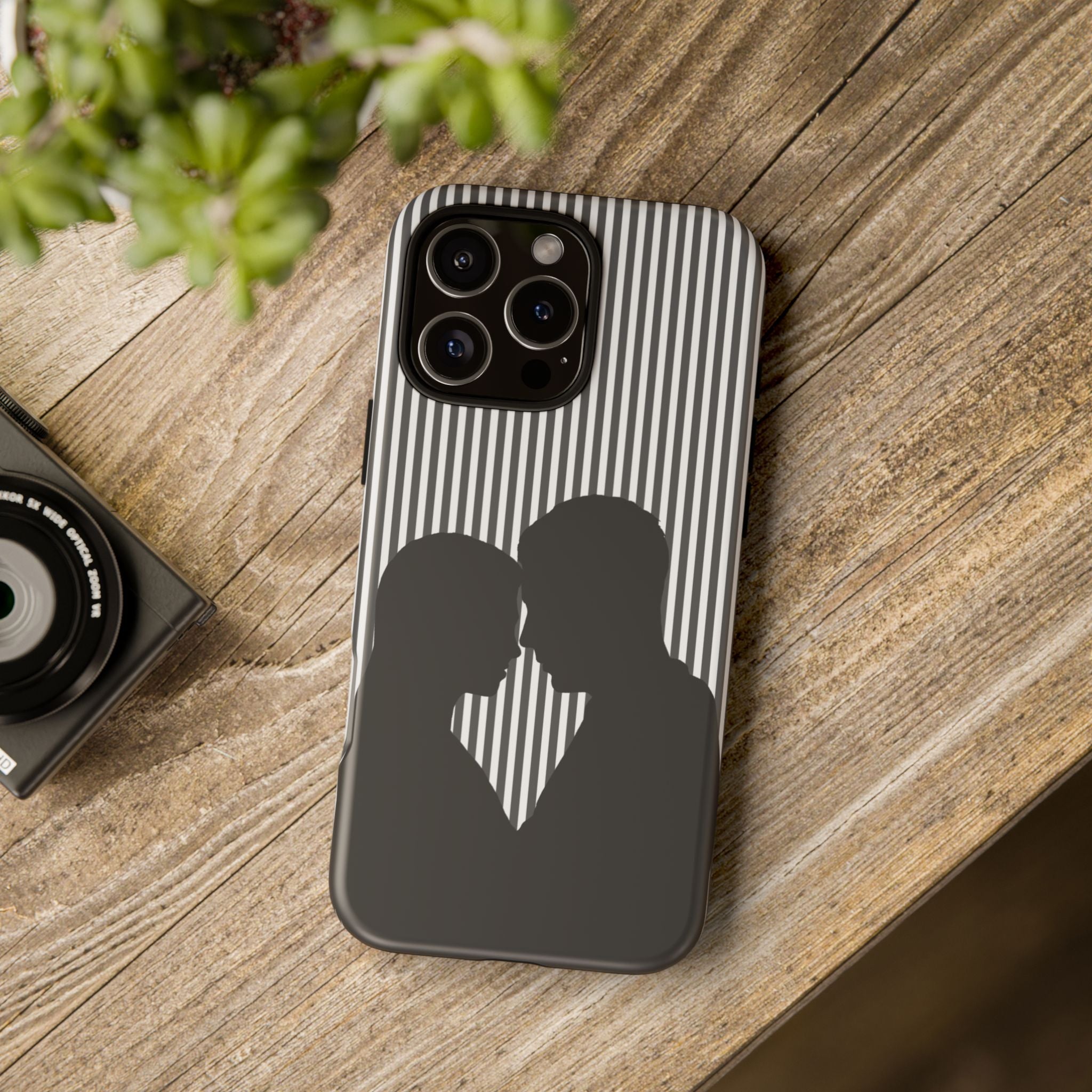 Silhouette Couple Phone Case | Galentines Day Striped Black and white phone case, Stripe Iphone case - Iphone, Samsung and Pixel Mobile case