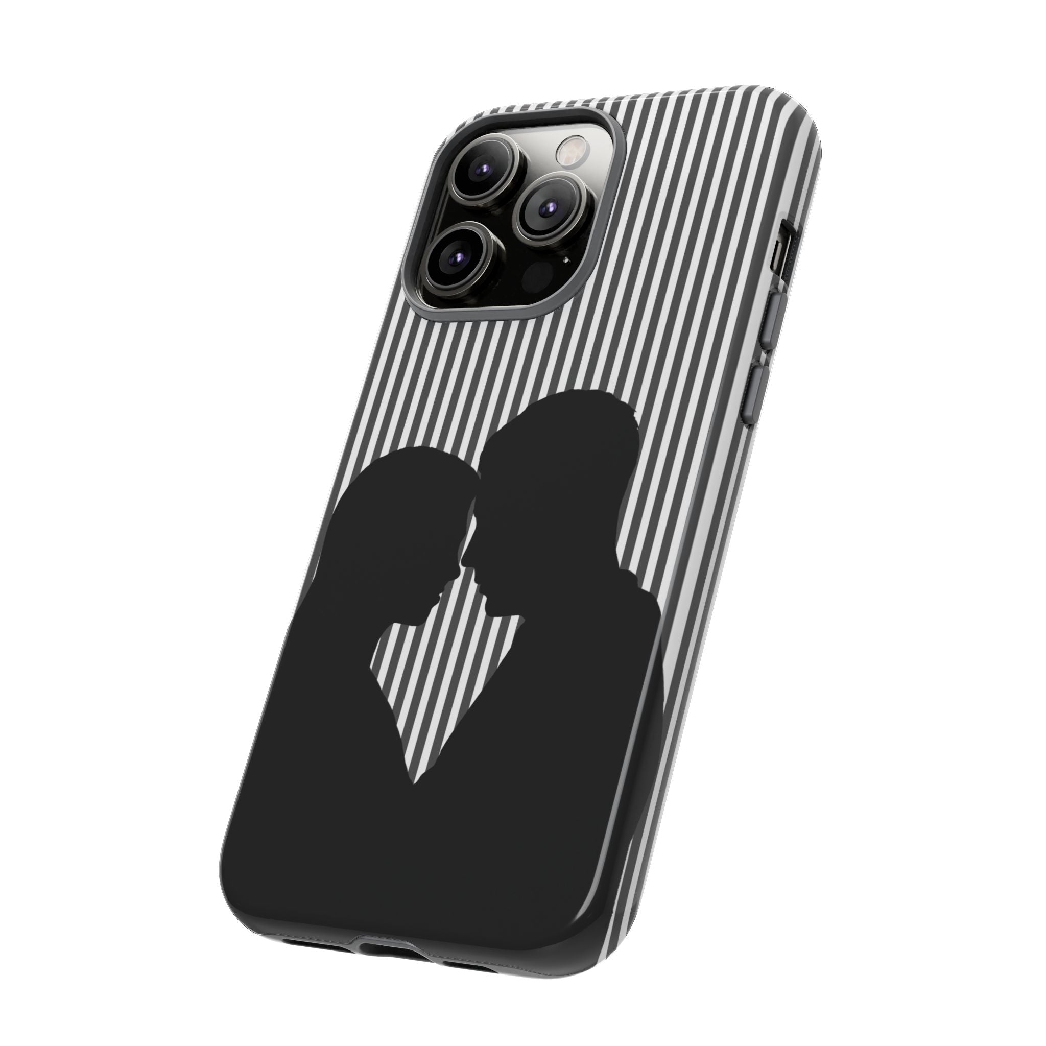 Silhouette Couple Phone Case | Galentines Day Striped Black and white phone case, Stripe Iphone case - Iphone, Samsung and Pixel Mobile case